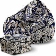 Paradise Sitzsack mit Fußhocker Black Tattoos