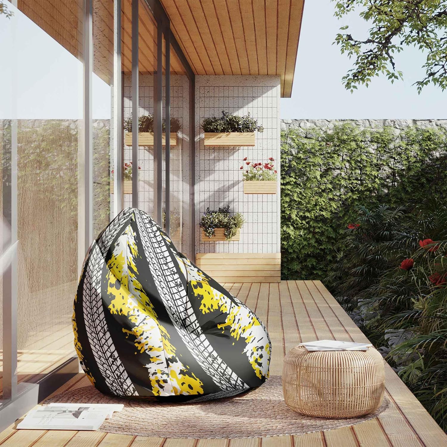 Birnenförmiger Sitzsack mit Fußstütze Tire Marks-Oxford