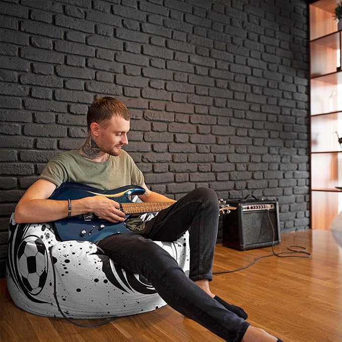 Birnenförmiger Sitzsack mit Fußstütze I Love Football-Velvet