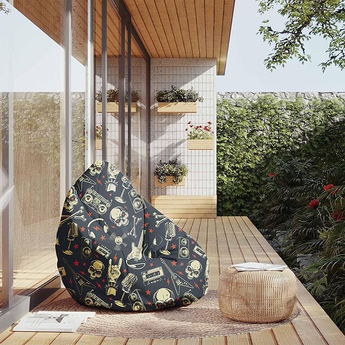 Birnenförmiger Sitzsack mit Fußstütze Skull