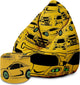 Puf Pearshape s podnožkou Yellow Car