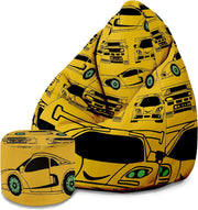 Puf Pearshape s podnožkou Yellow Car-Oxford