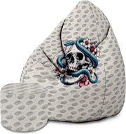 Puf Pearshape z podnóżkiem Snake Skull Flower-Velvet