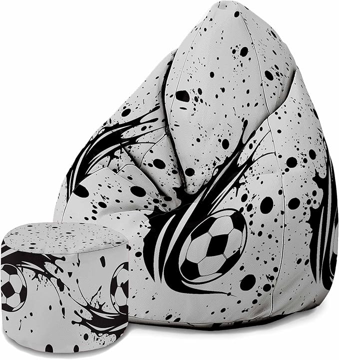 Birnenförmiger Sitzsack mit Fußstütze I Love Football-Velvet