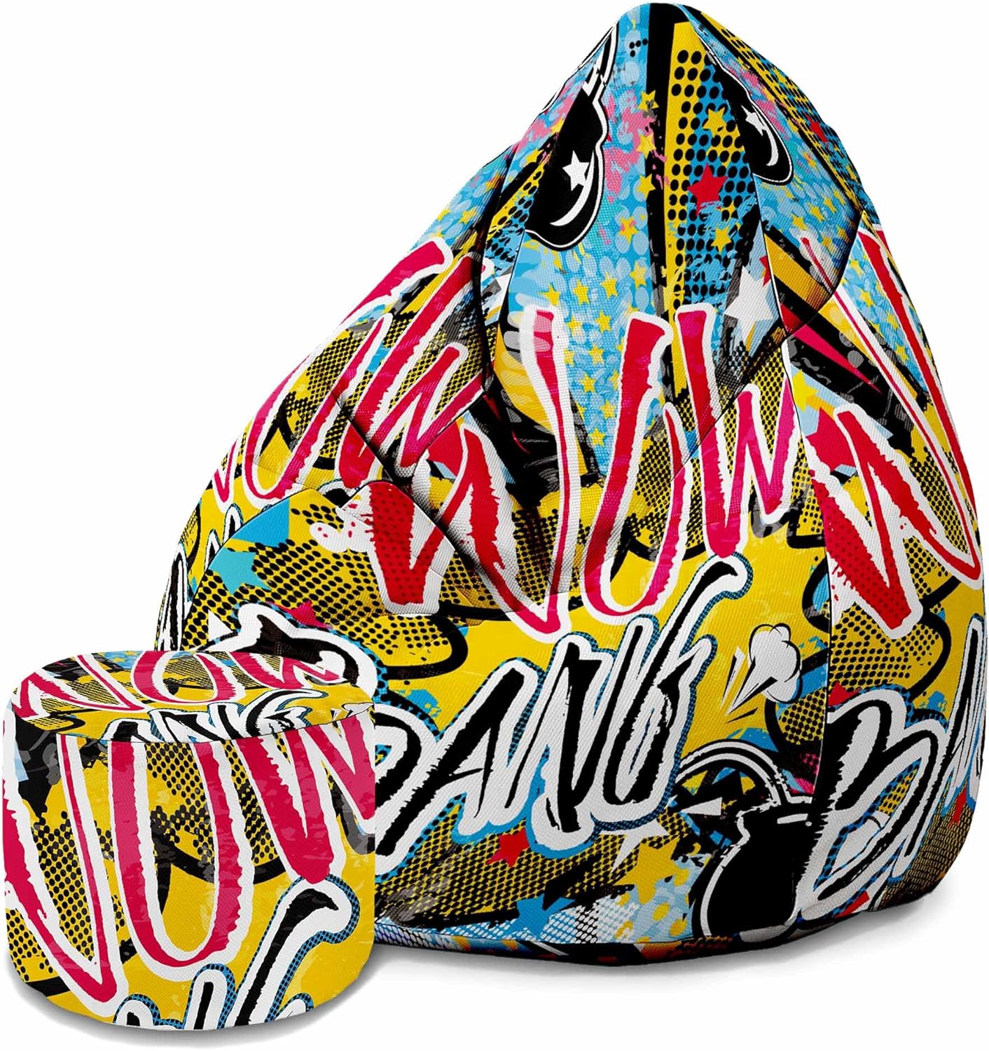 Sitzsack Pearshape mit Fußstütze Wow Samt