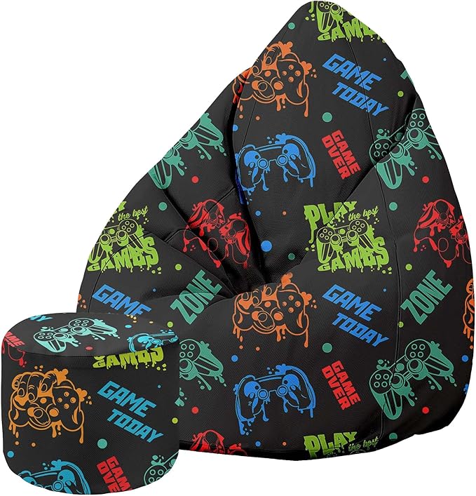 Sitzpouf Birnenform mit Fußstütze Spielzone