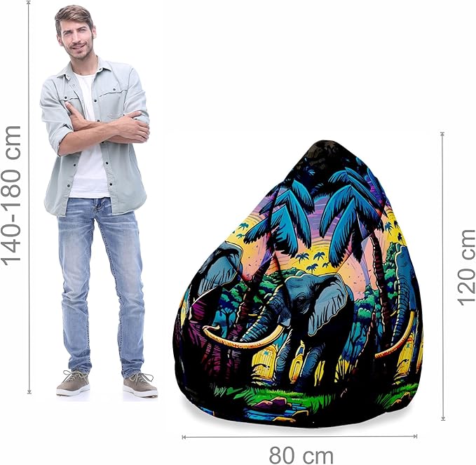 Sitzpouf Birnenform mit Fußstütze Elefant