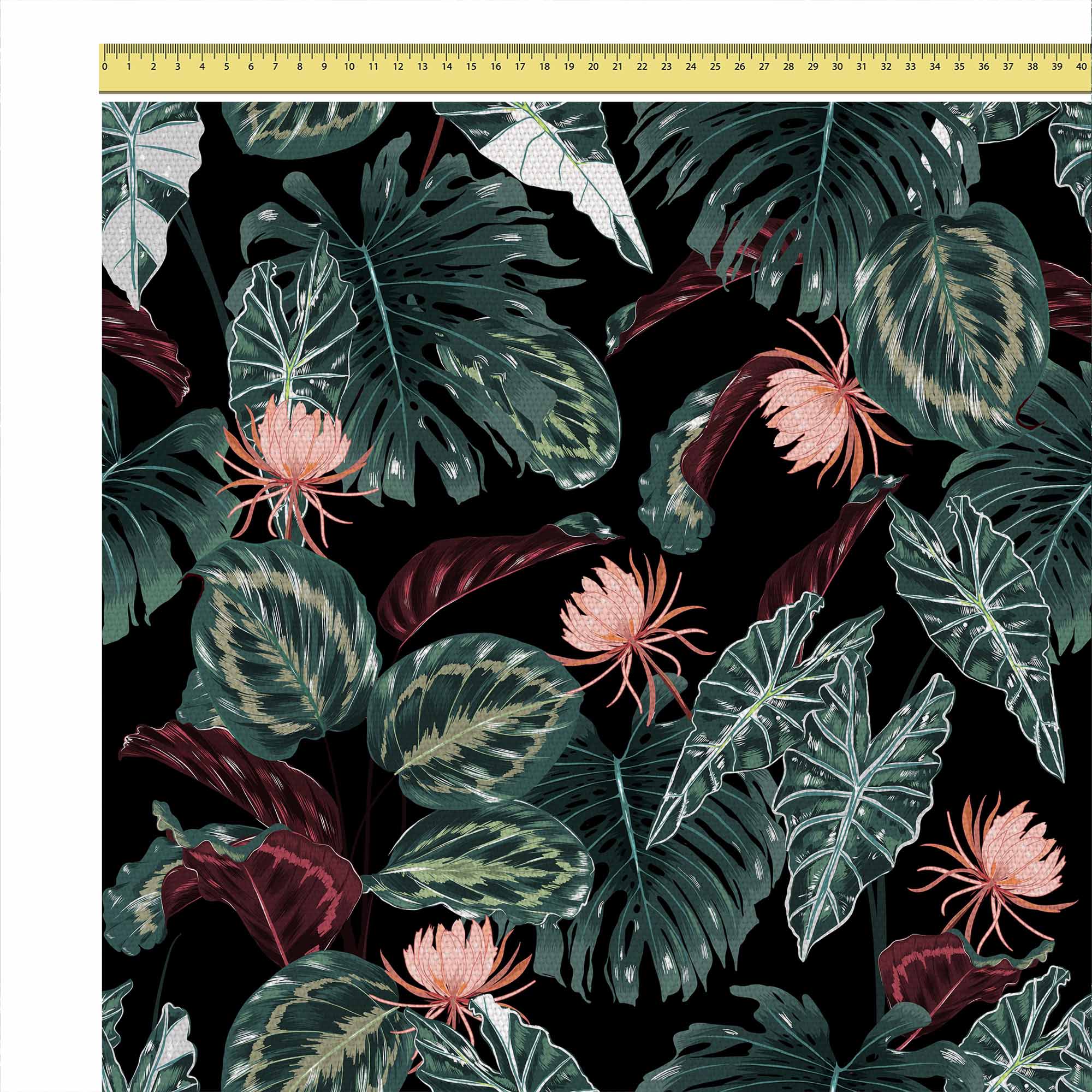 Red Tropical Alocasia-Tablecloth Fabric