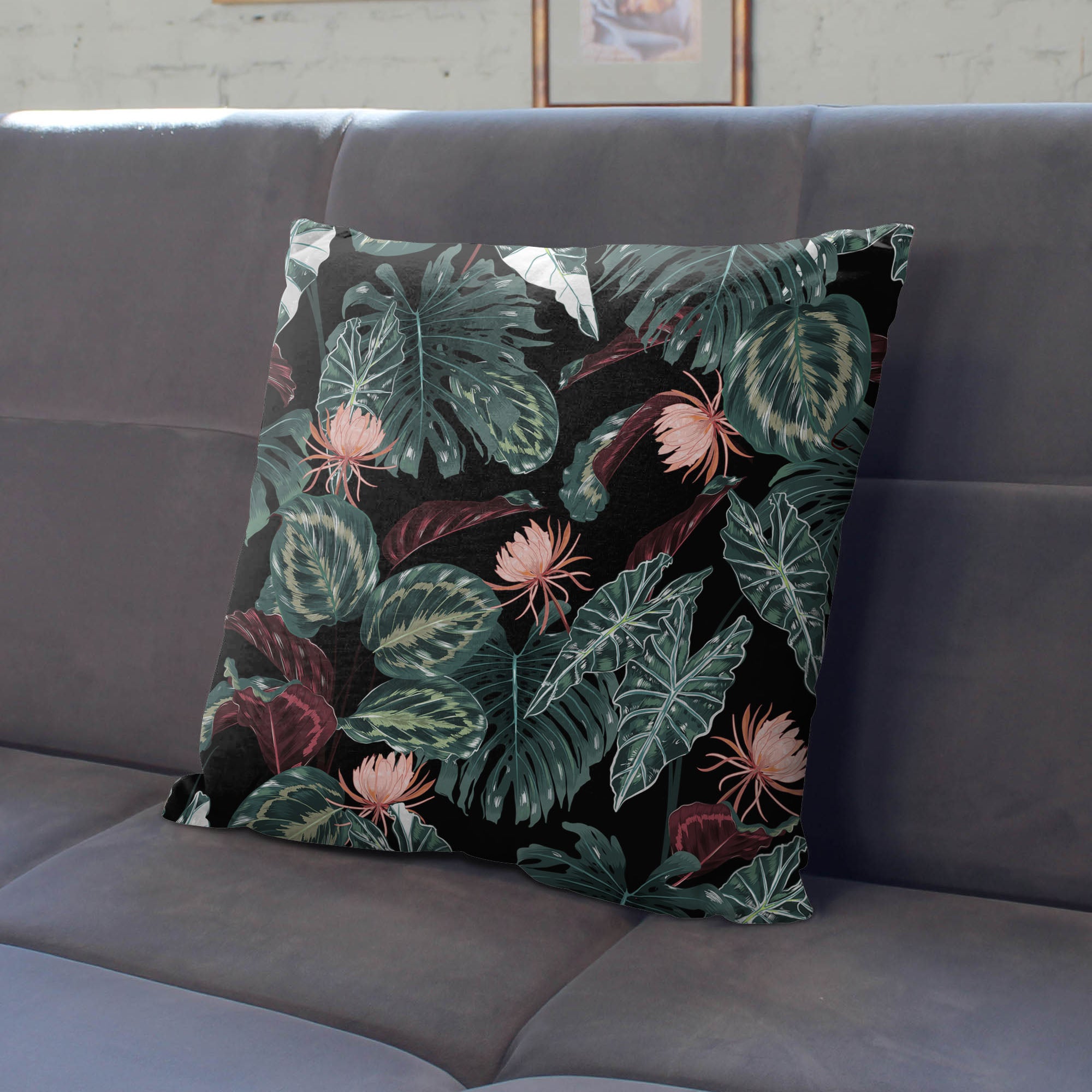 Red Tropical Alocasia-Tablecloth Fabric
