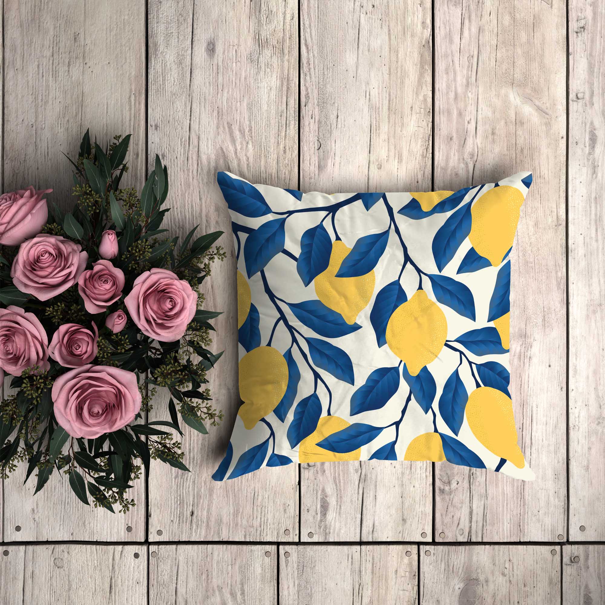 Tropical Lemons-Tablecloth Fabric
