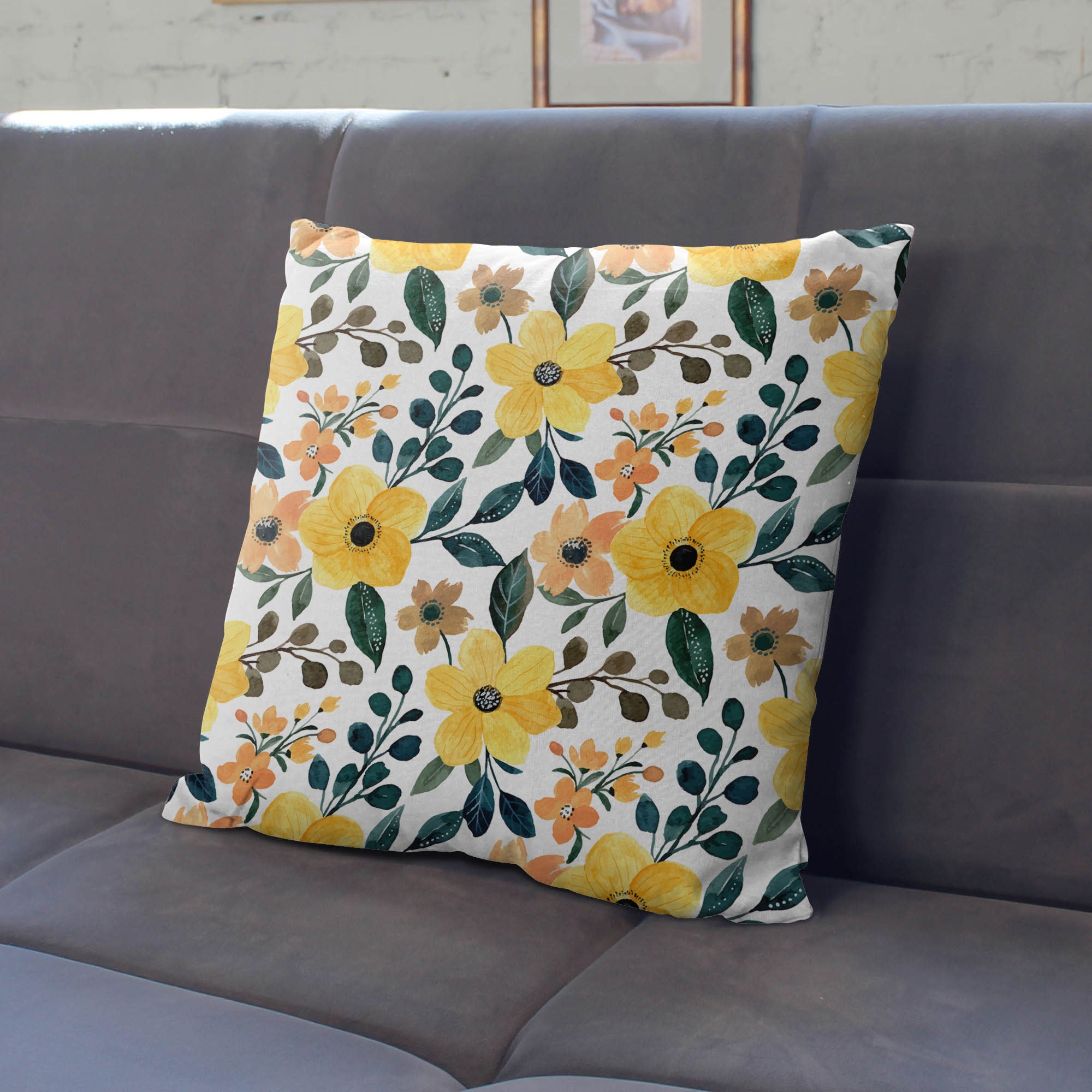 Yellow Floral Watercolor-Lincoln