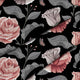 Dunkles Vintage-Blumenmuster-Tischdeckenstoff