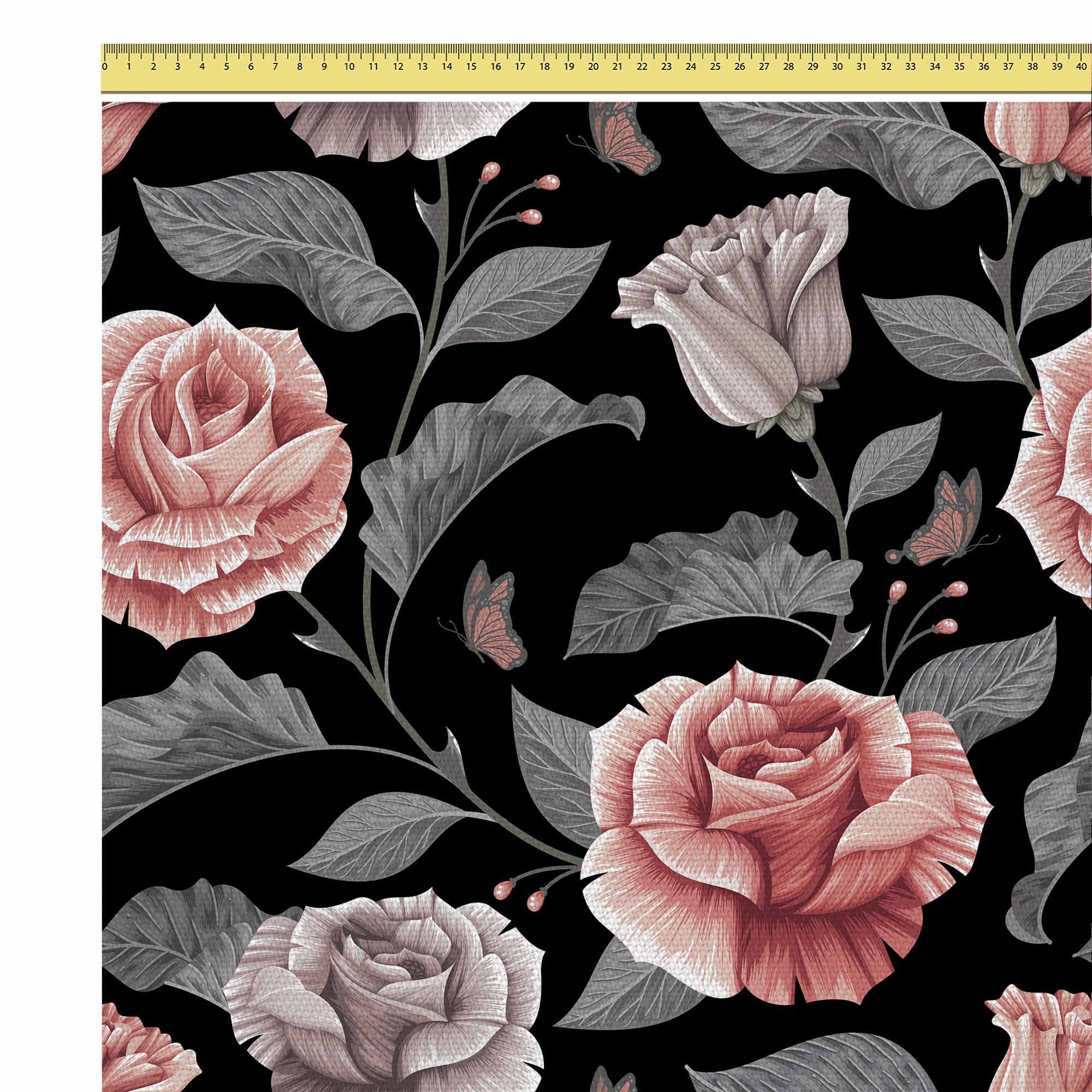 Dunkles Vintage-Blumenmuster-Tischdeckenstoff