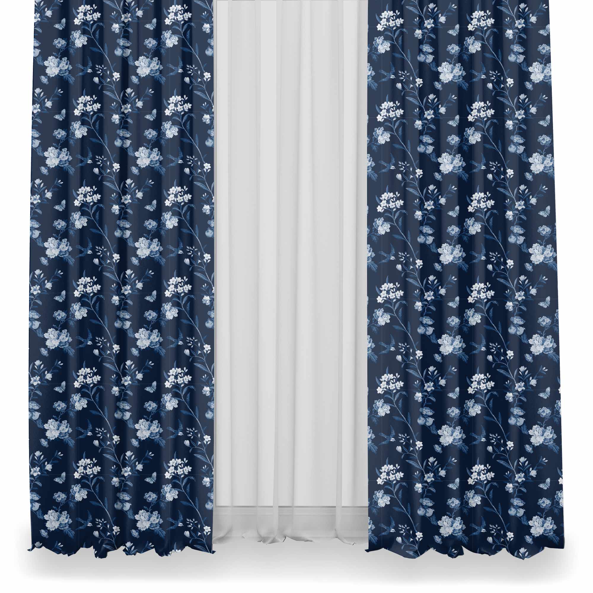 Blue Botanical-Tischdeckenstoff