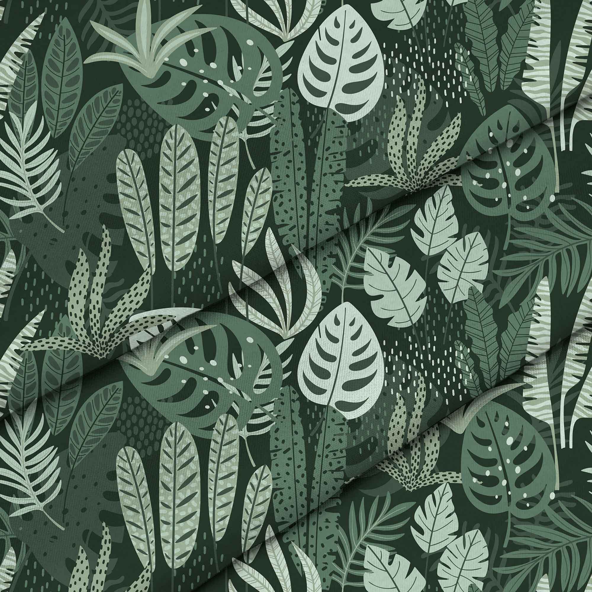 Tropical Green Leaves Palm-Flat Microfiber