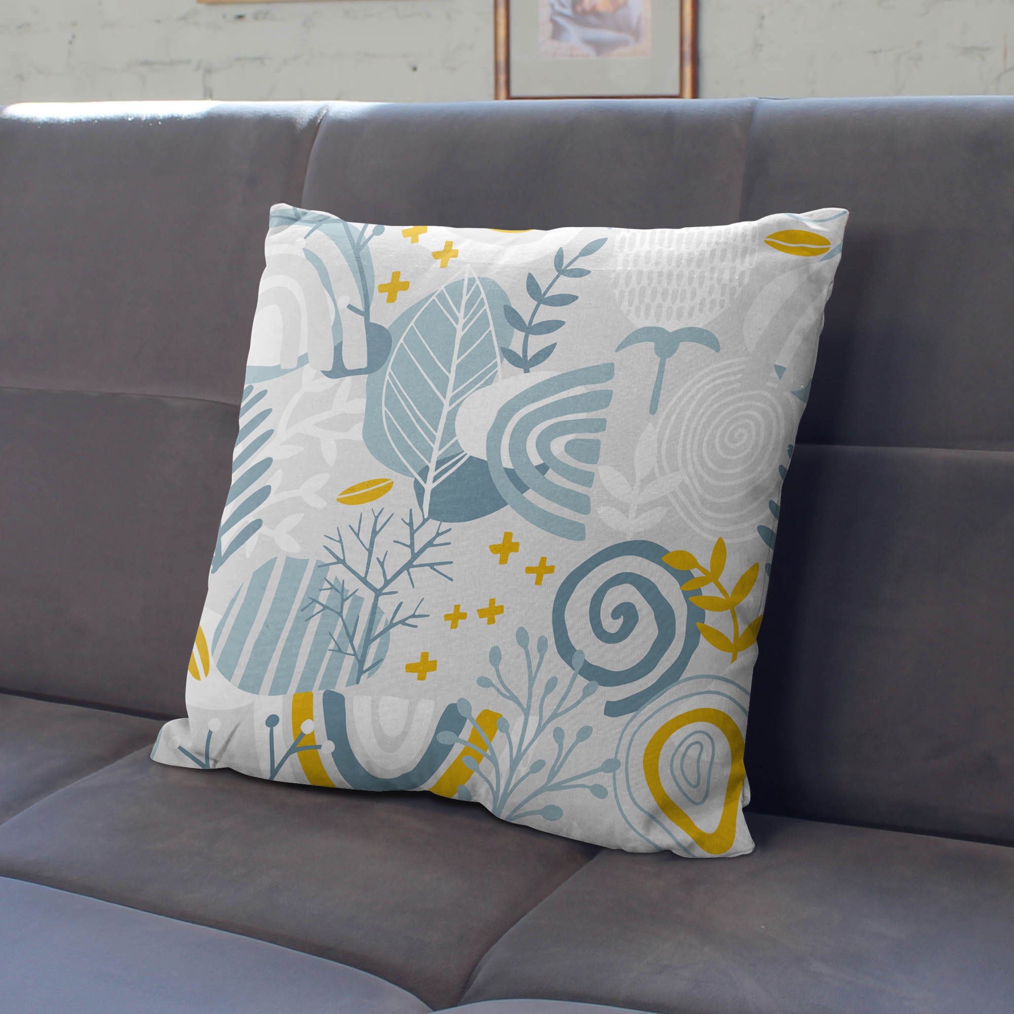 Grey Floral Pattern-Velvet