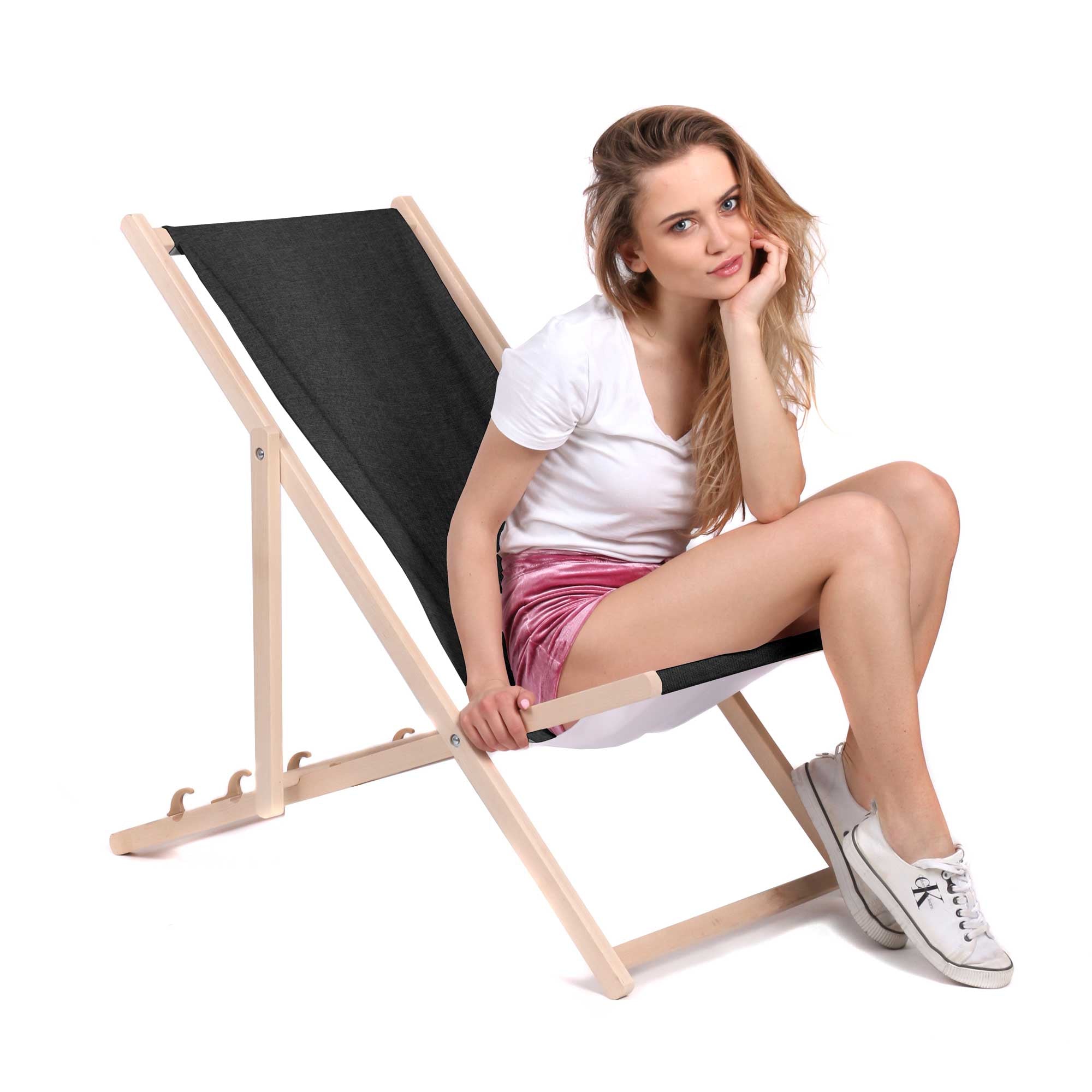 Dřevěné lehátko imitace lnu Stony Beach