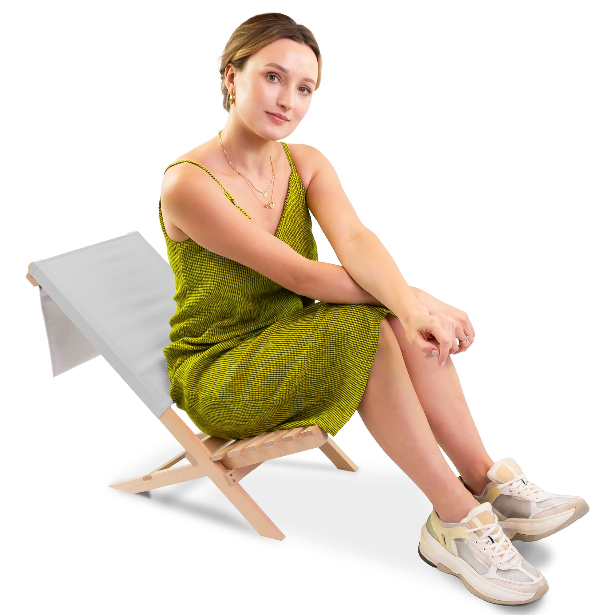 Folding Beach Chair Pale Grey