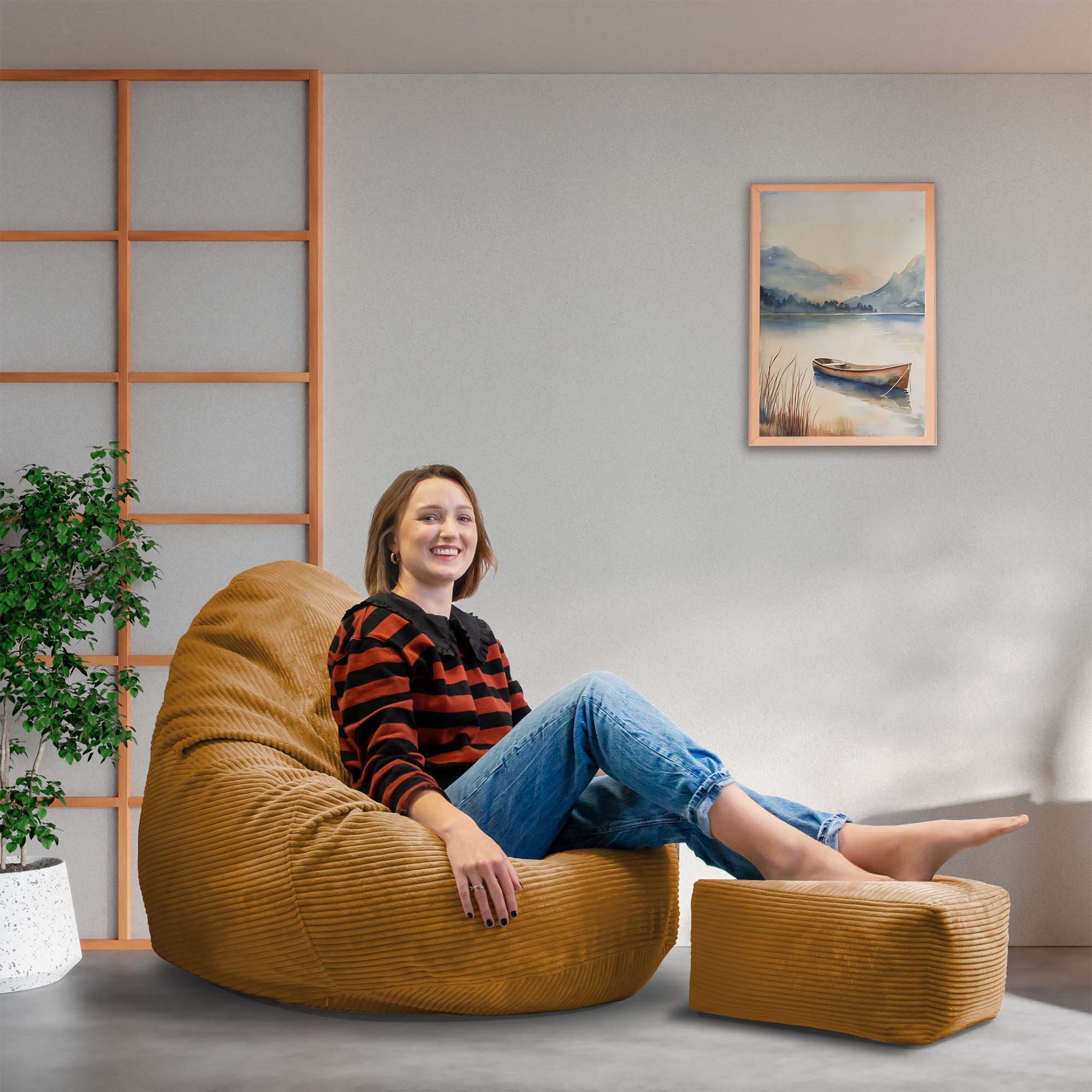 Paradise Hocker mit Fußstütze Zuckerplätzchen-M