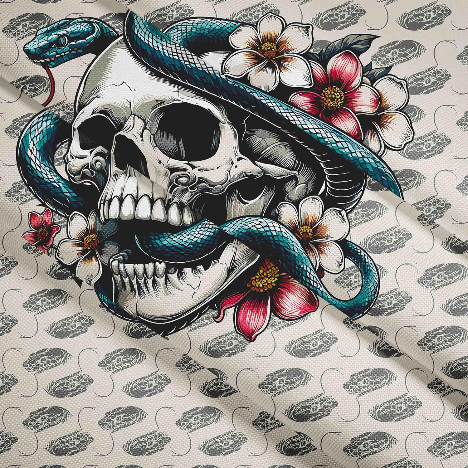 Puf Pearshape z podnóżkiem Snake Skull Flower-Velvet