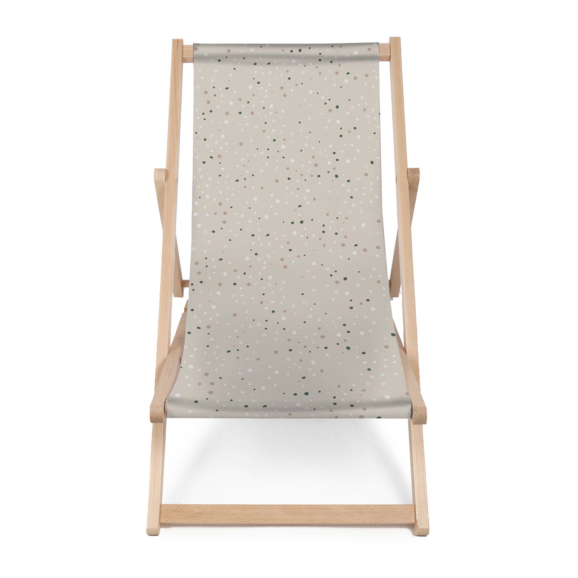 Holzliegestuhl Beige Muster mit Punkten-M