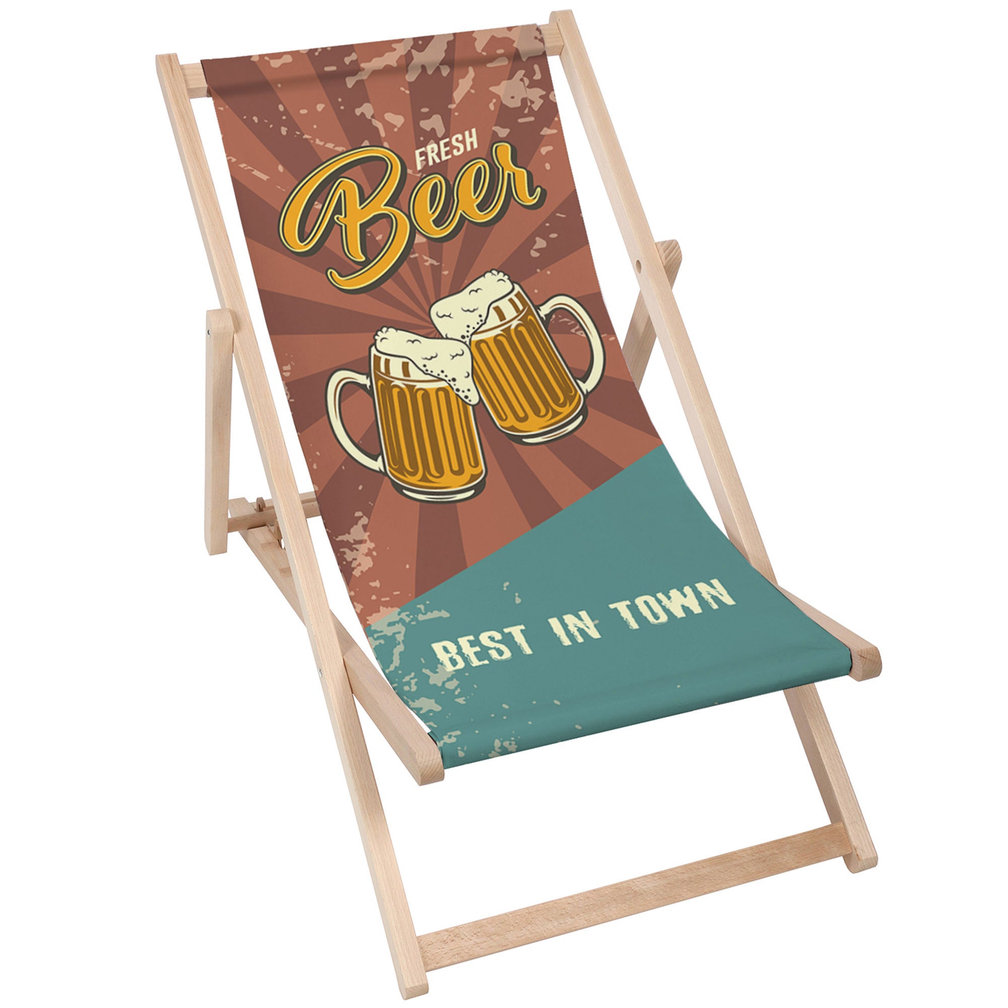 Holzliegestuhl Bier