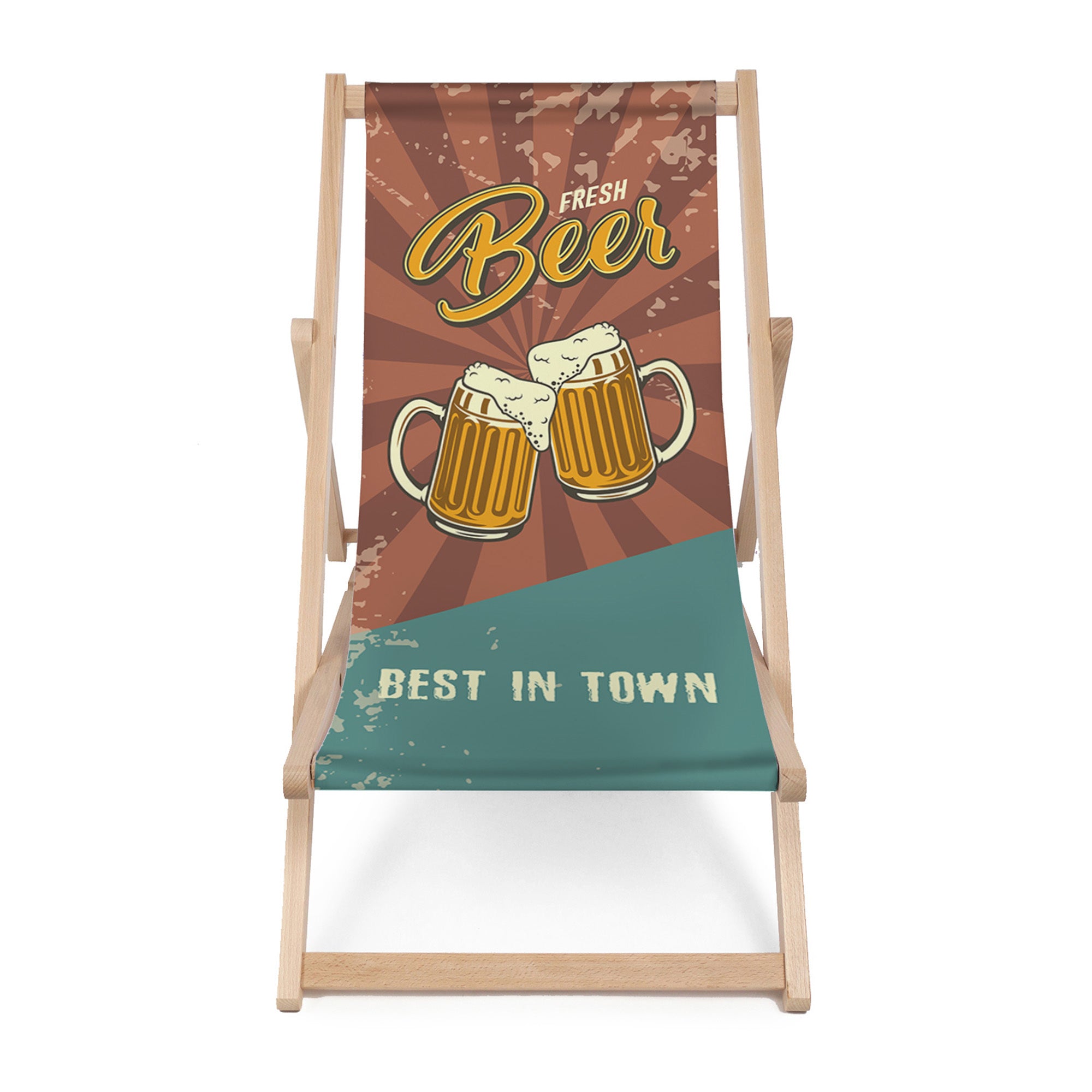 Holzliegestuhl Bier