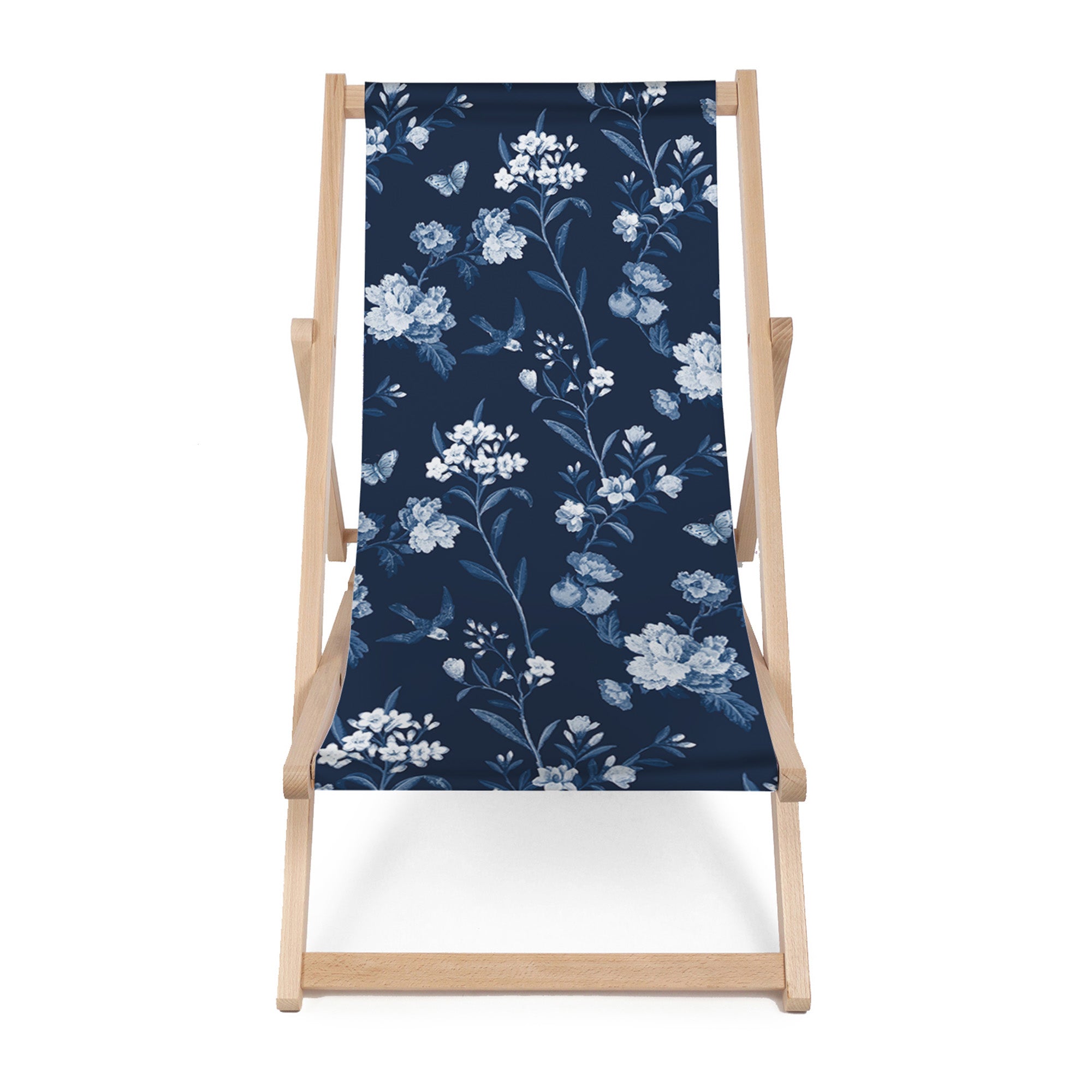Holzliegestuhl Blau Botanisch-M