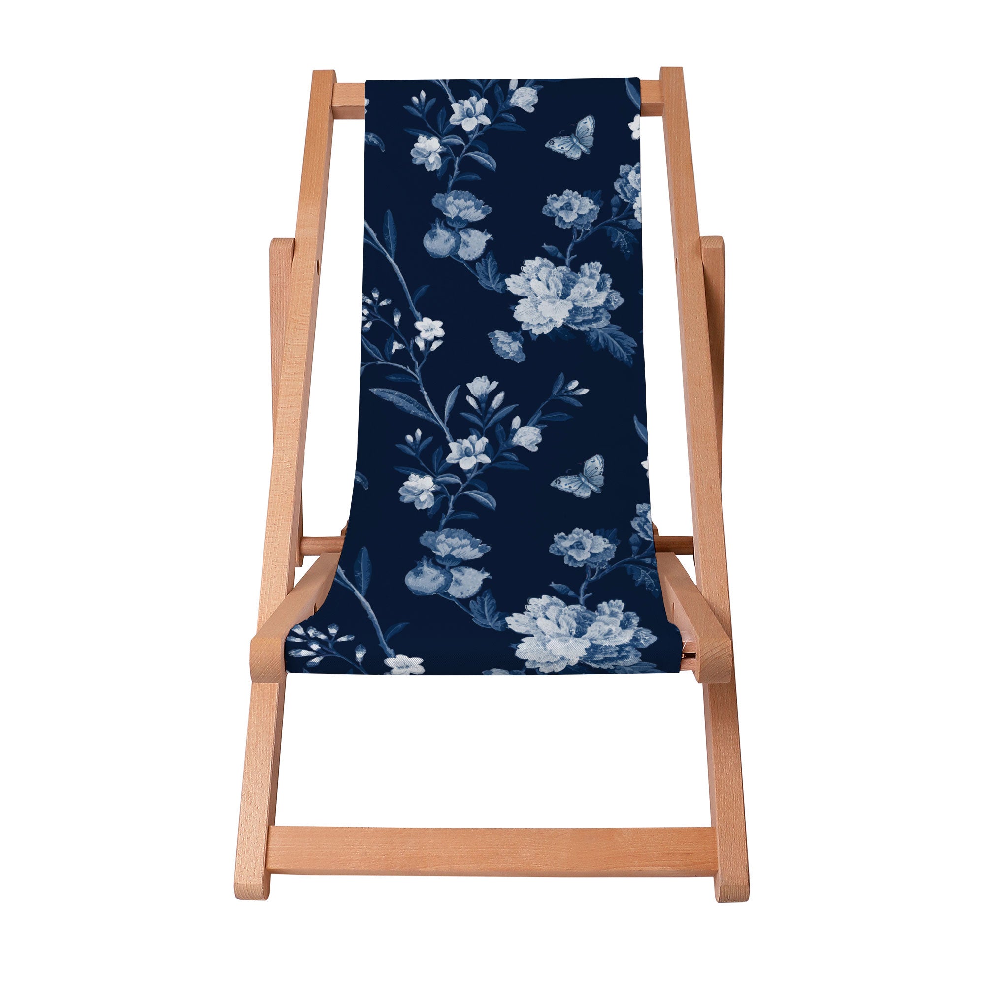 Holzliegestuhl Blau Botanisch
