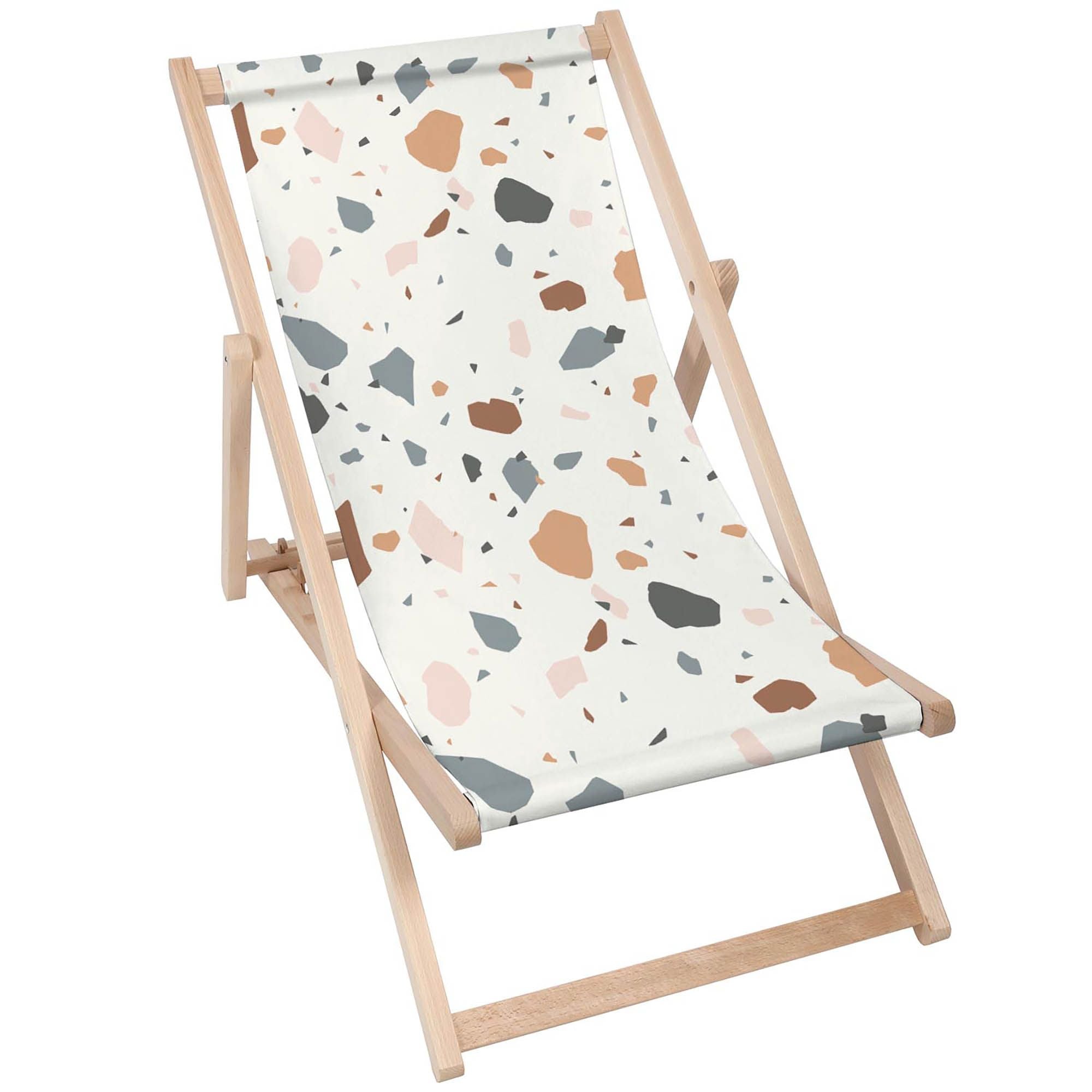Holzliegestuhl Ecru Terrazzo-M