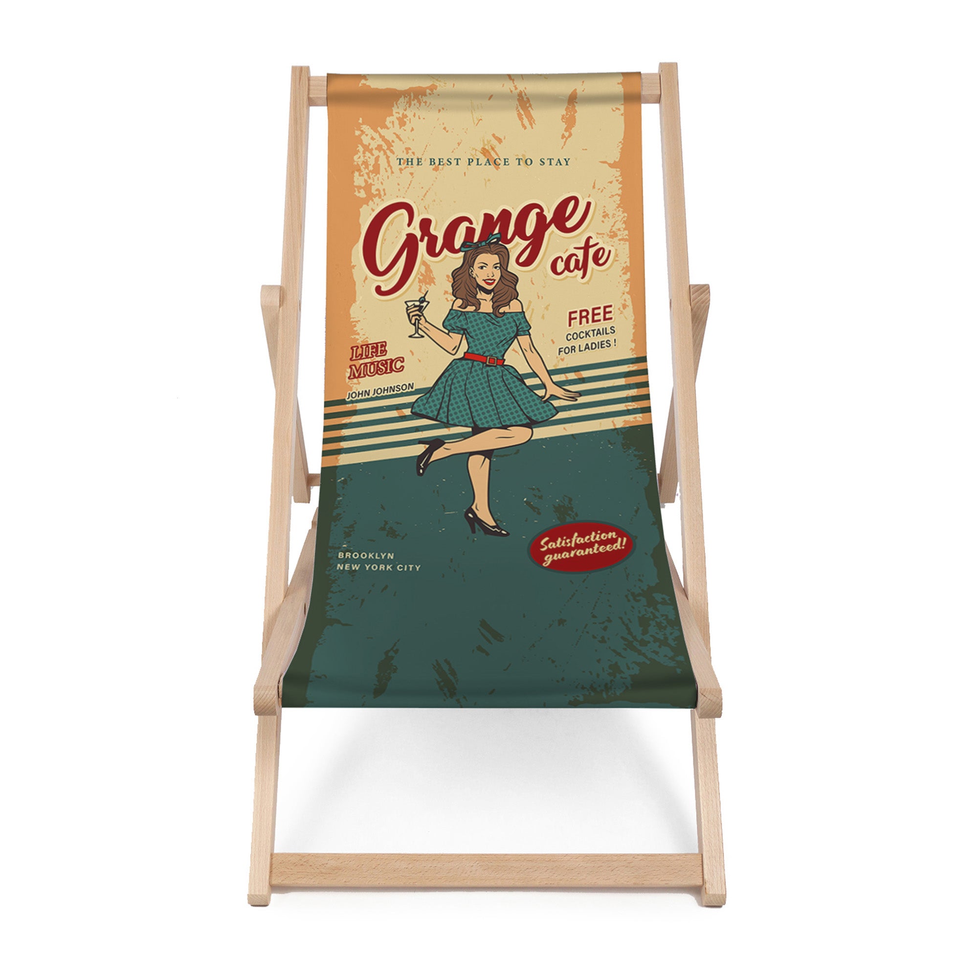 Holzliegestuhl Garage Cafe