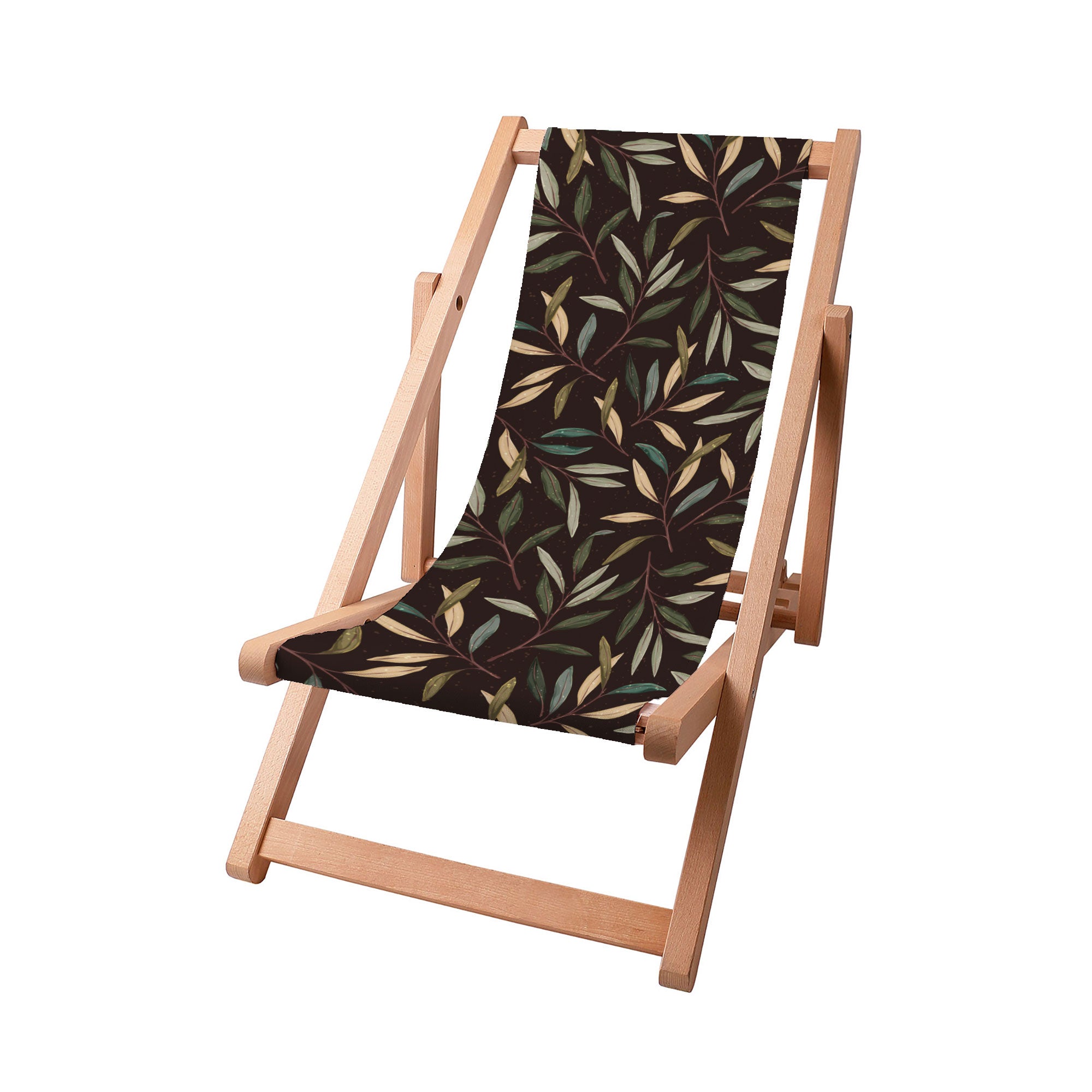 Wooden Deck Chair Retro Leaves-S