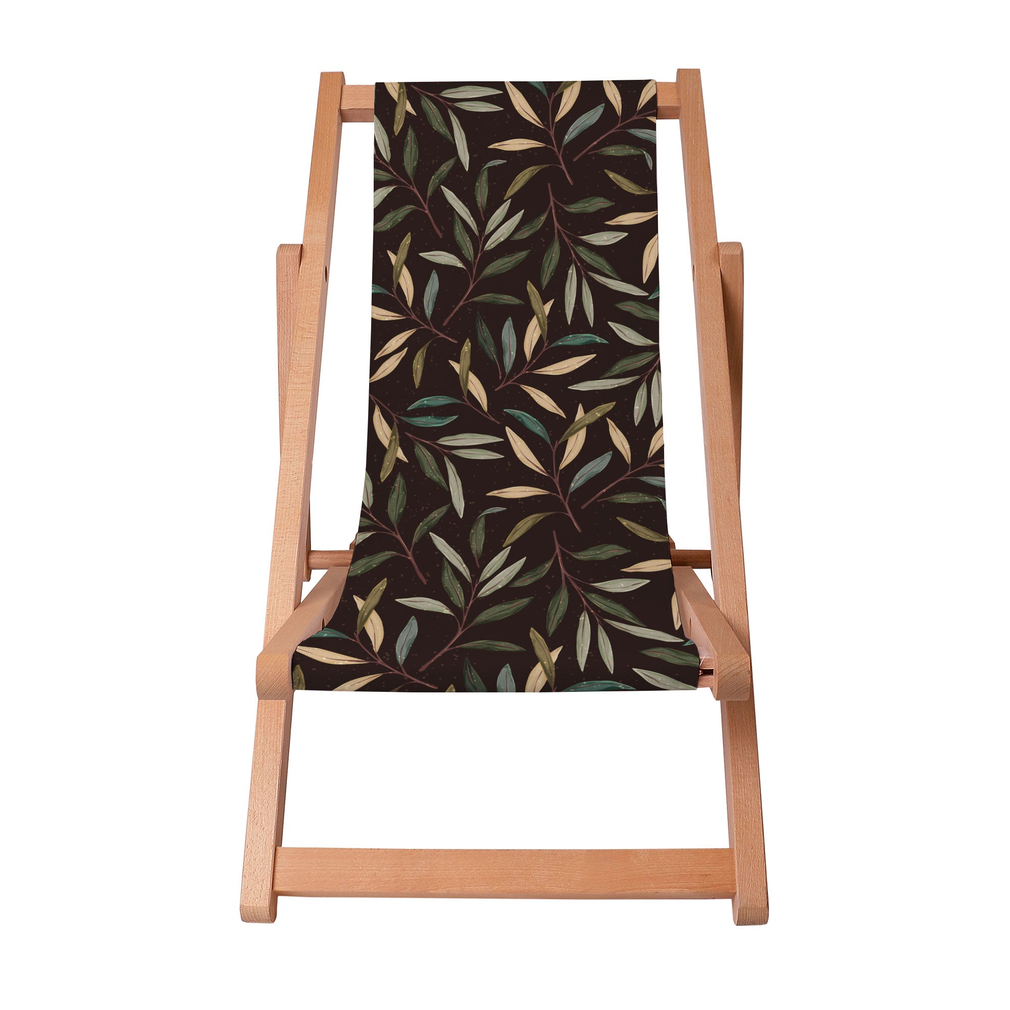 Wooden Deck Chair Retro Leaves-S