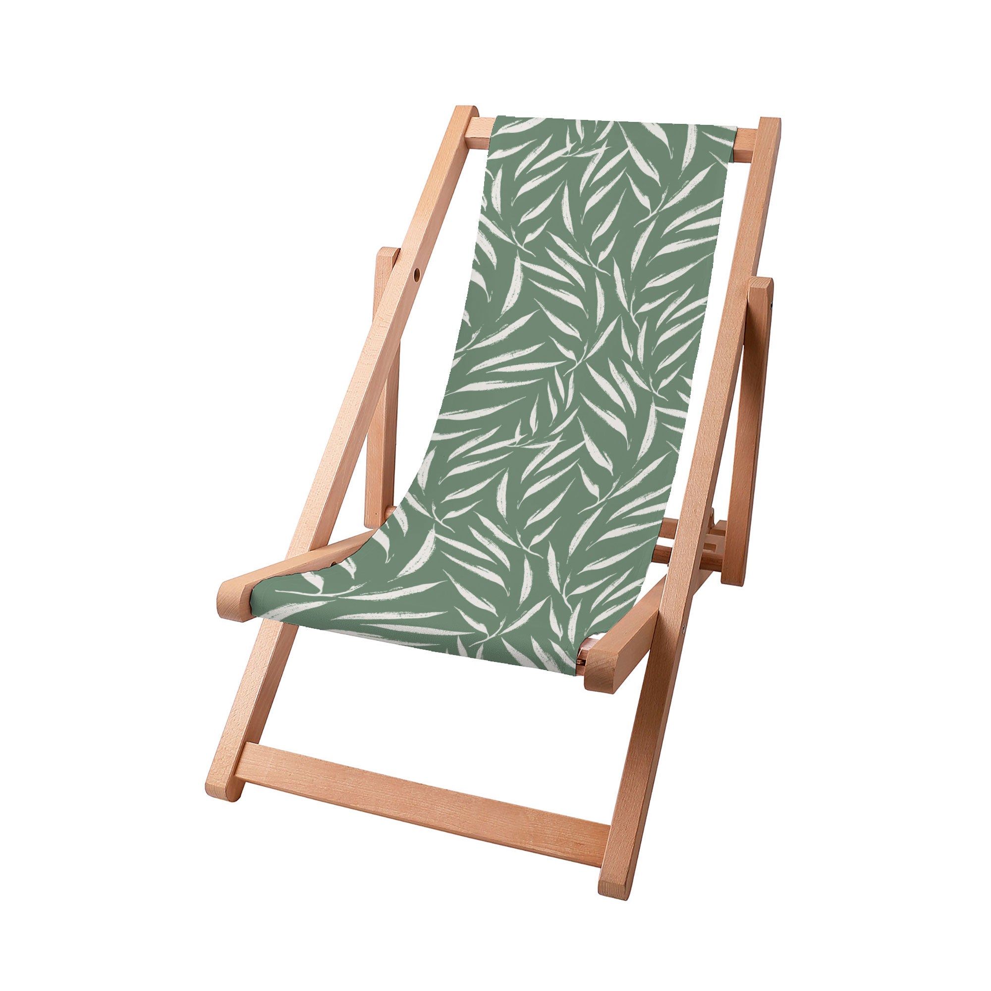 Wooden Deck Chair Abstract Brush Leaves