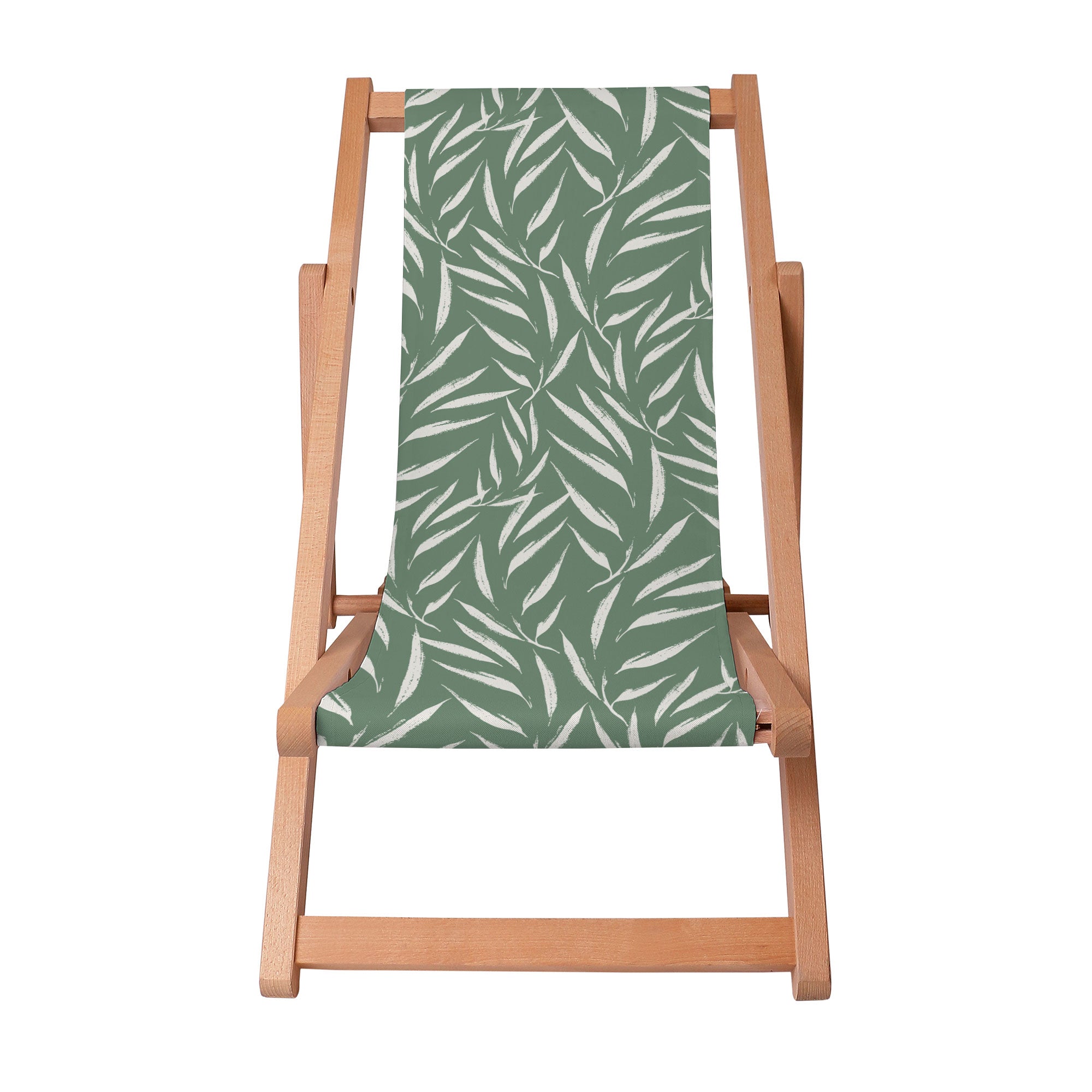 Wooden Deck Chair Abstract Brush Leaves