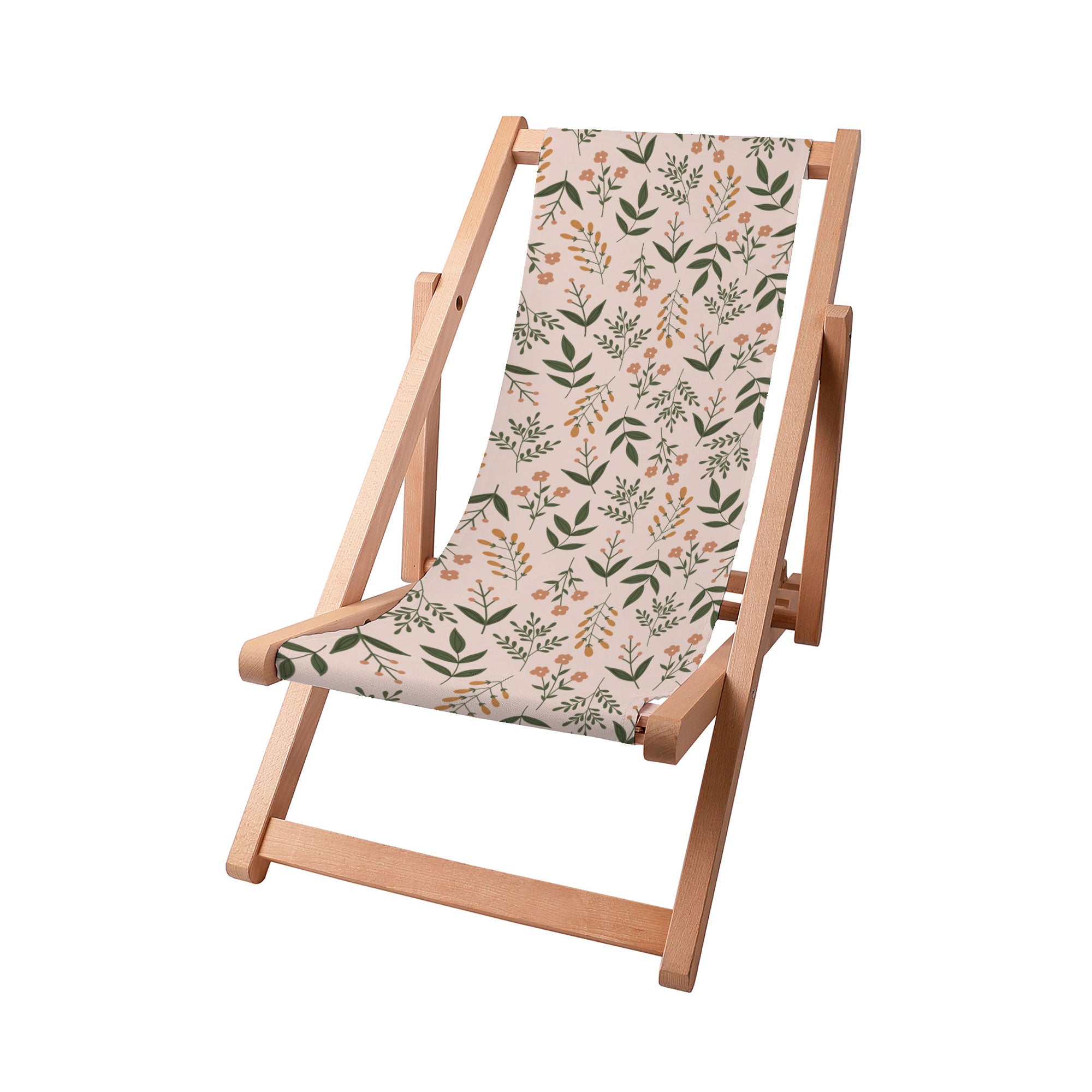 Holzliegestuhl Botanical Beige Pattern