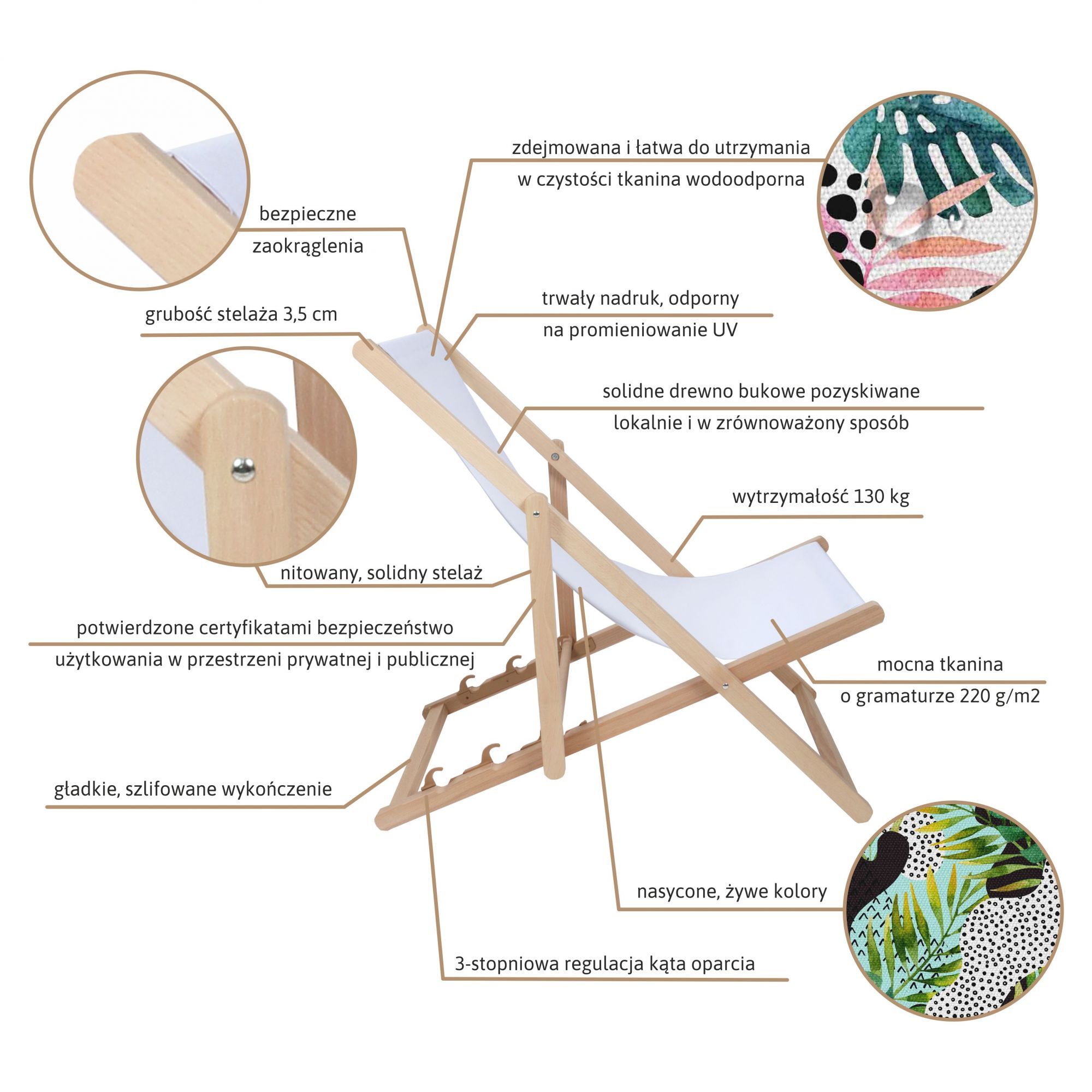 Drevené ležadlo Branches-M