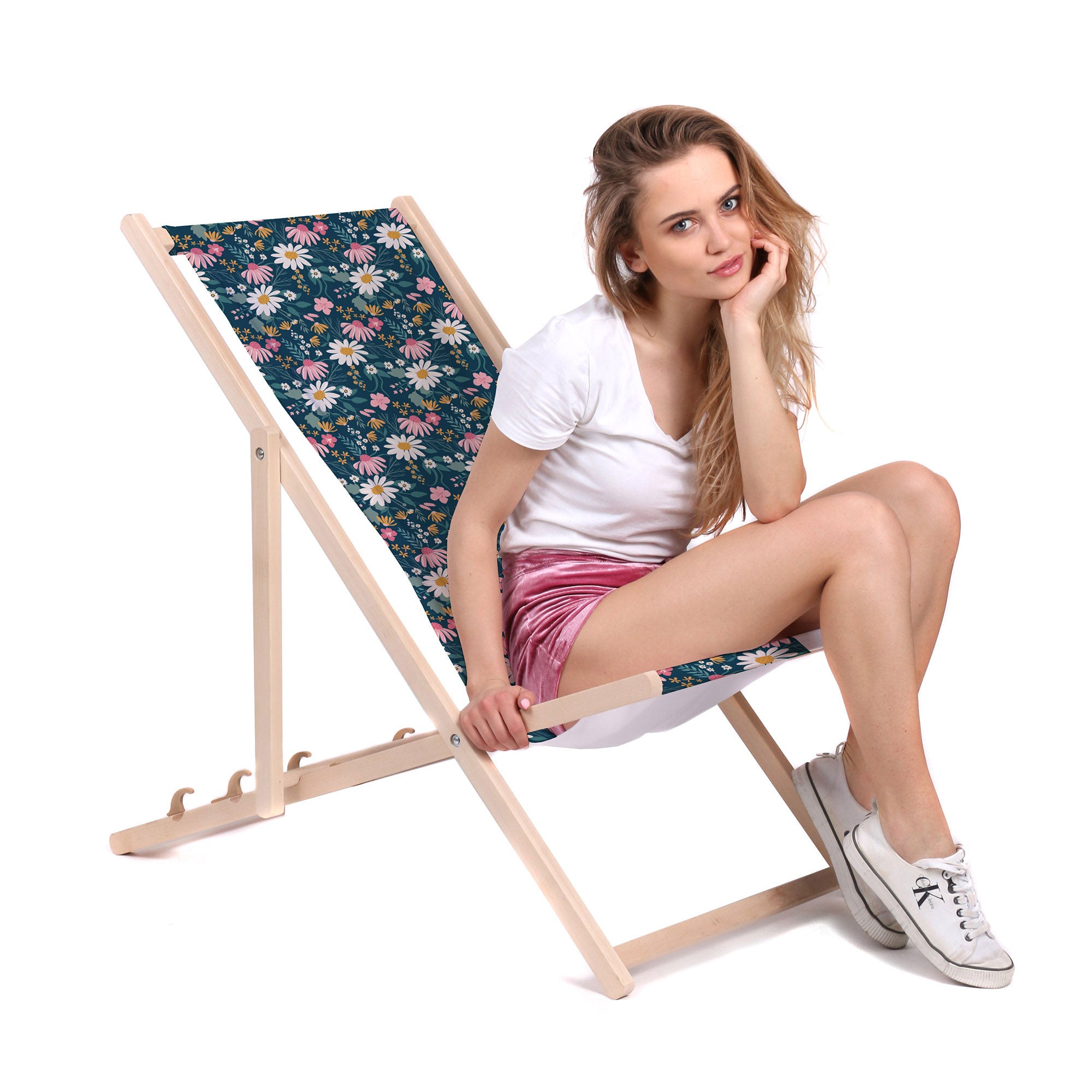 Holzliegestuhl Daisy Meadow-M