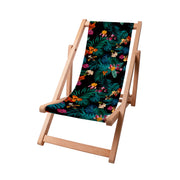 Holzliegestuhl Dark Botanic Red-S