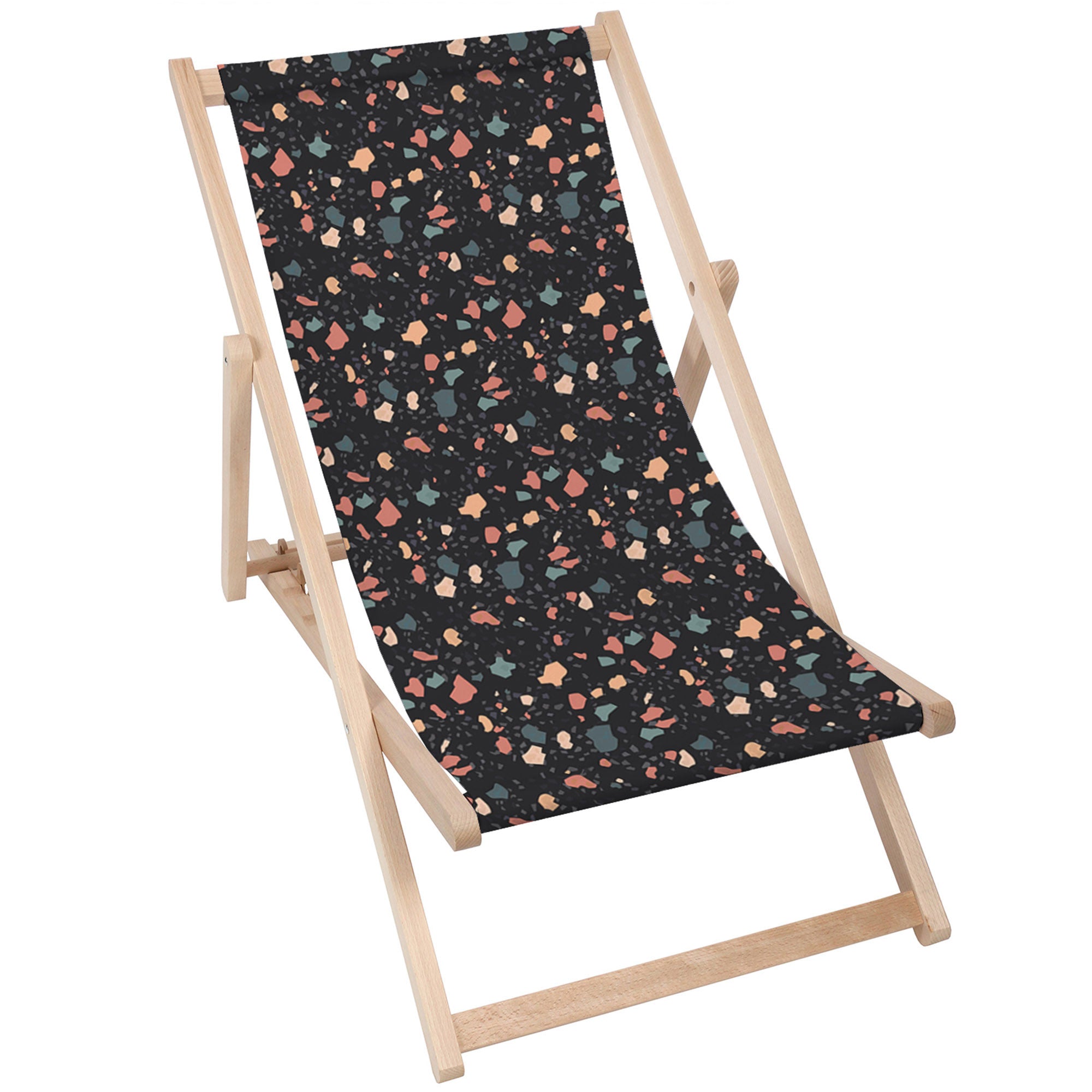 Drevené ležadlo Dark Terrazzo-M