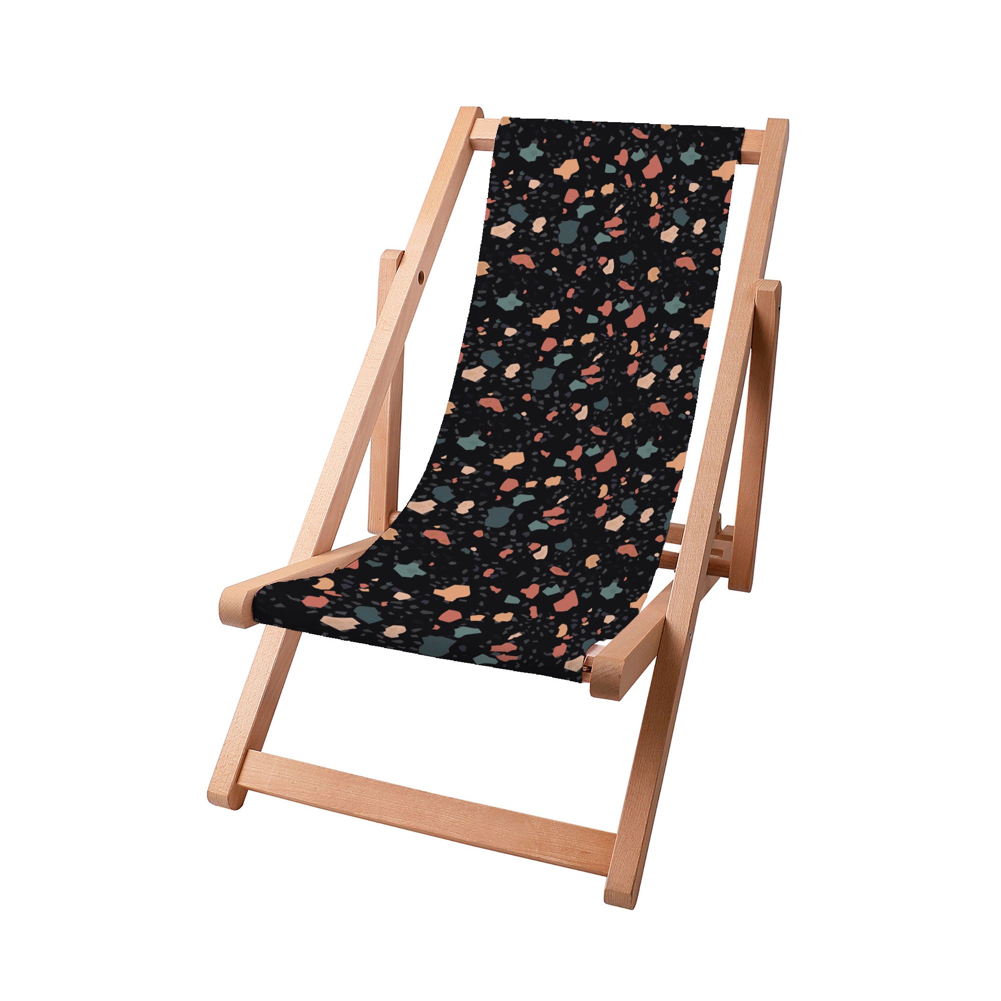 Holzliegestuhl Dark Terrazzo