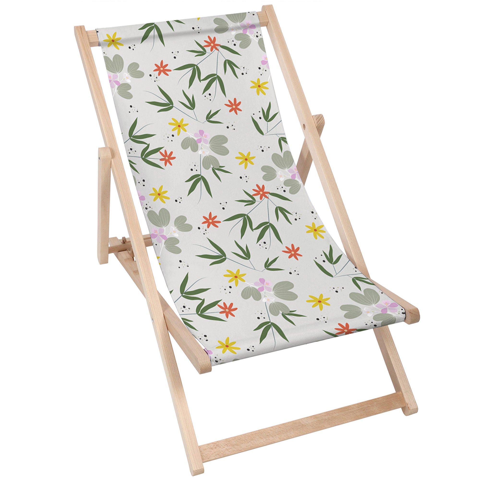 Holzliegestuhl Blumen Doodling-M