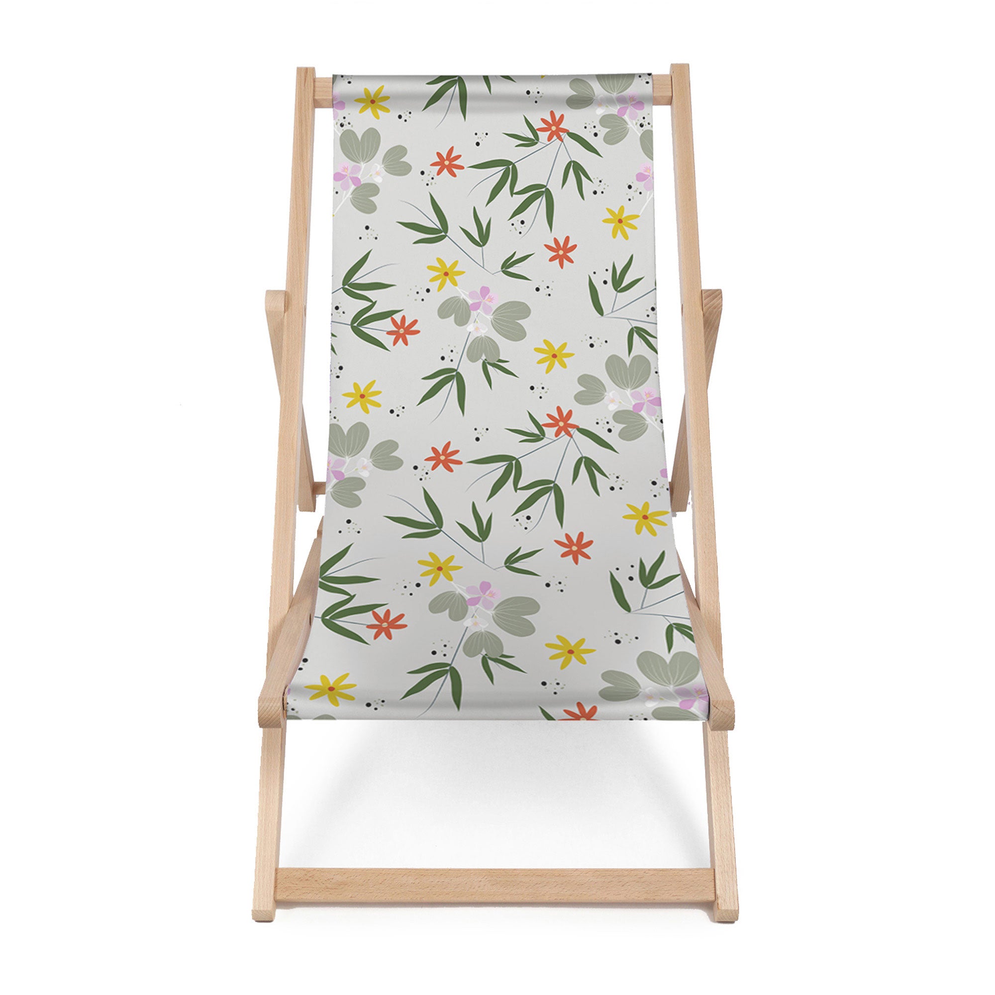 Holzliegestuhl Blumen Doodling-M
