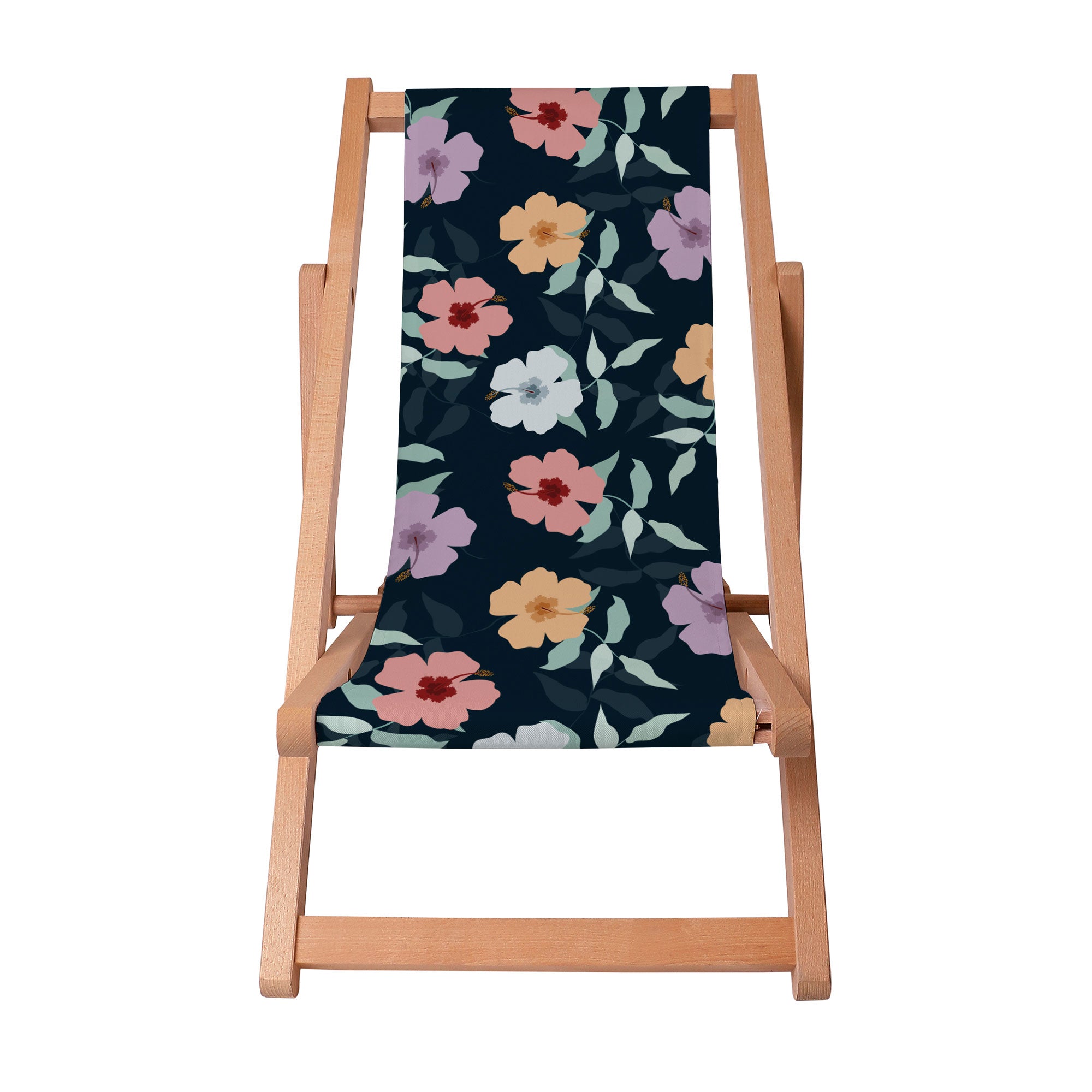 Holzliegestuhl Einfache Blumen auf Marine