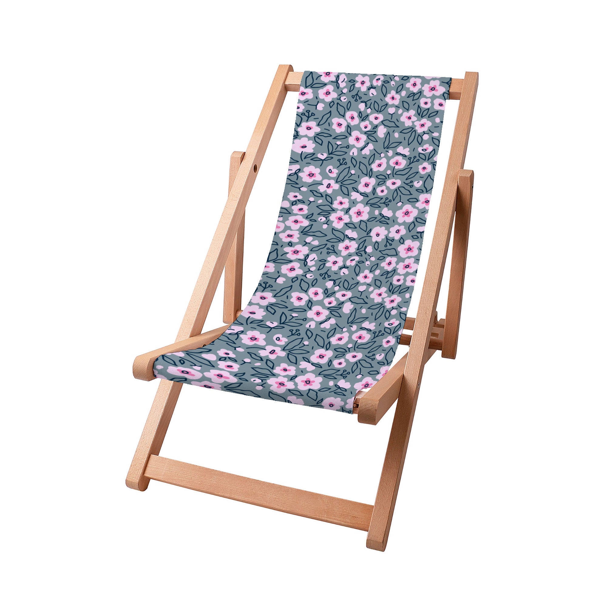 Holzliegestuhl Abstrakte Kleine Rosa Blumen