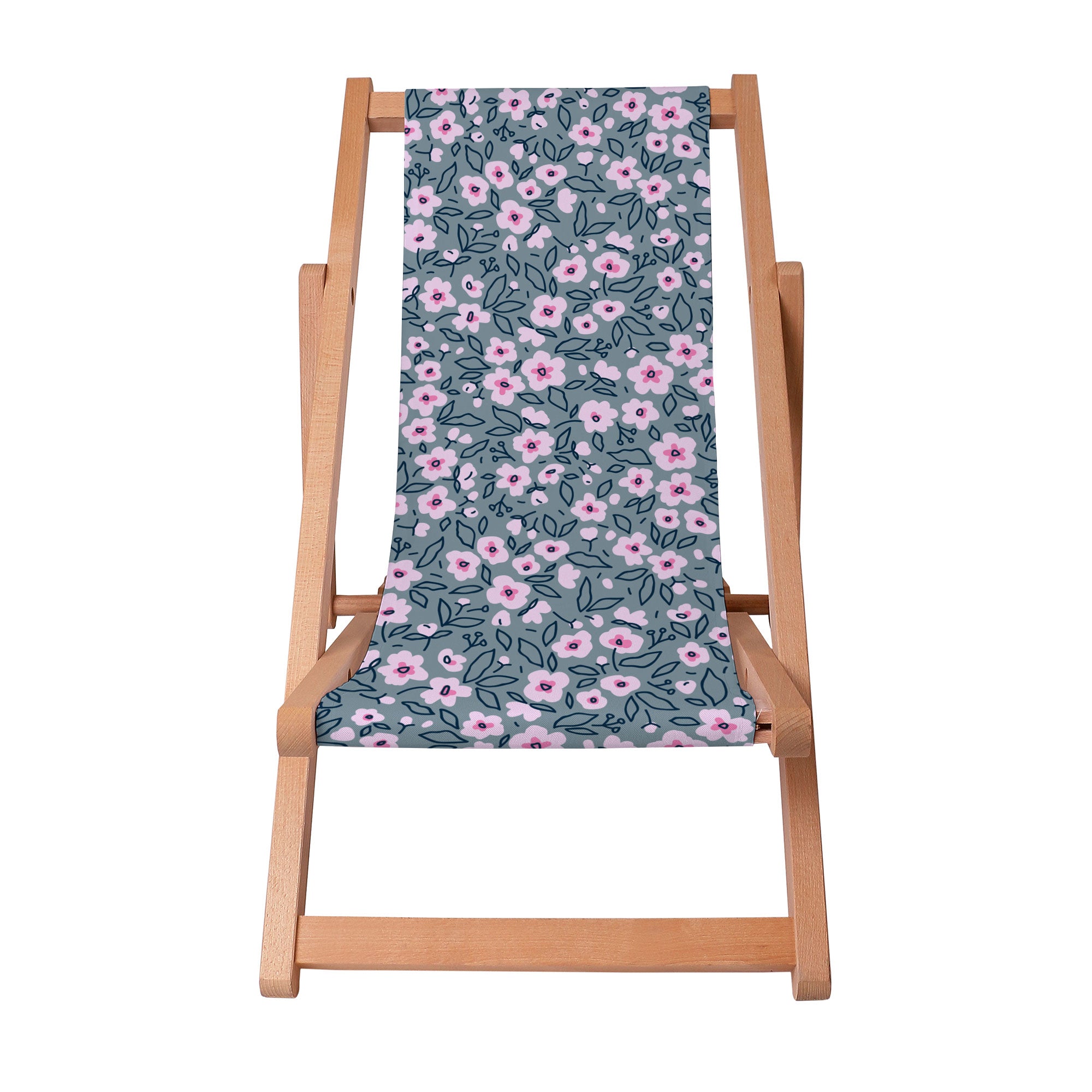 Holzliegestuhl Abstrakte Kleine Rosa Blumen
