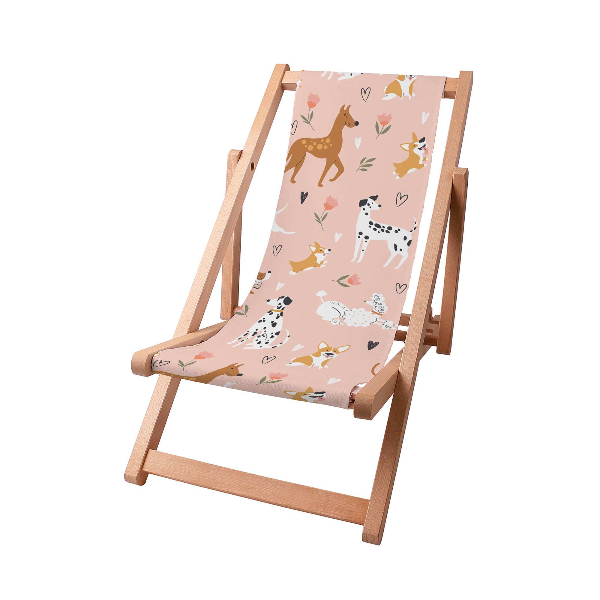 Holzliegestuhl Rosa Cartoon Hunde