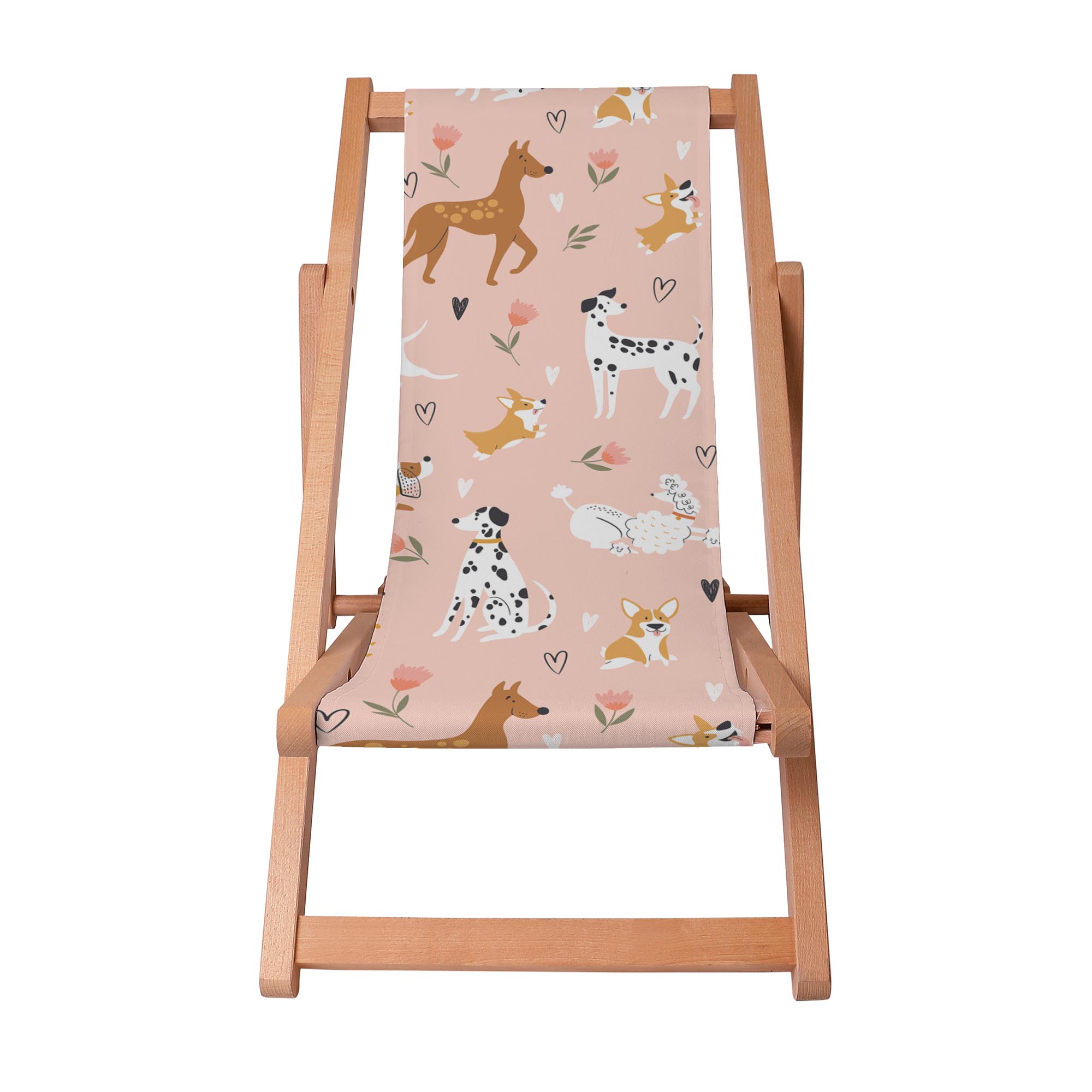 Holzliegestuhl Rosa Cartoon Hunde-S