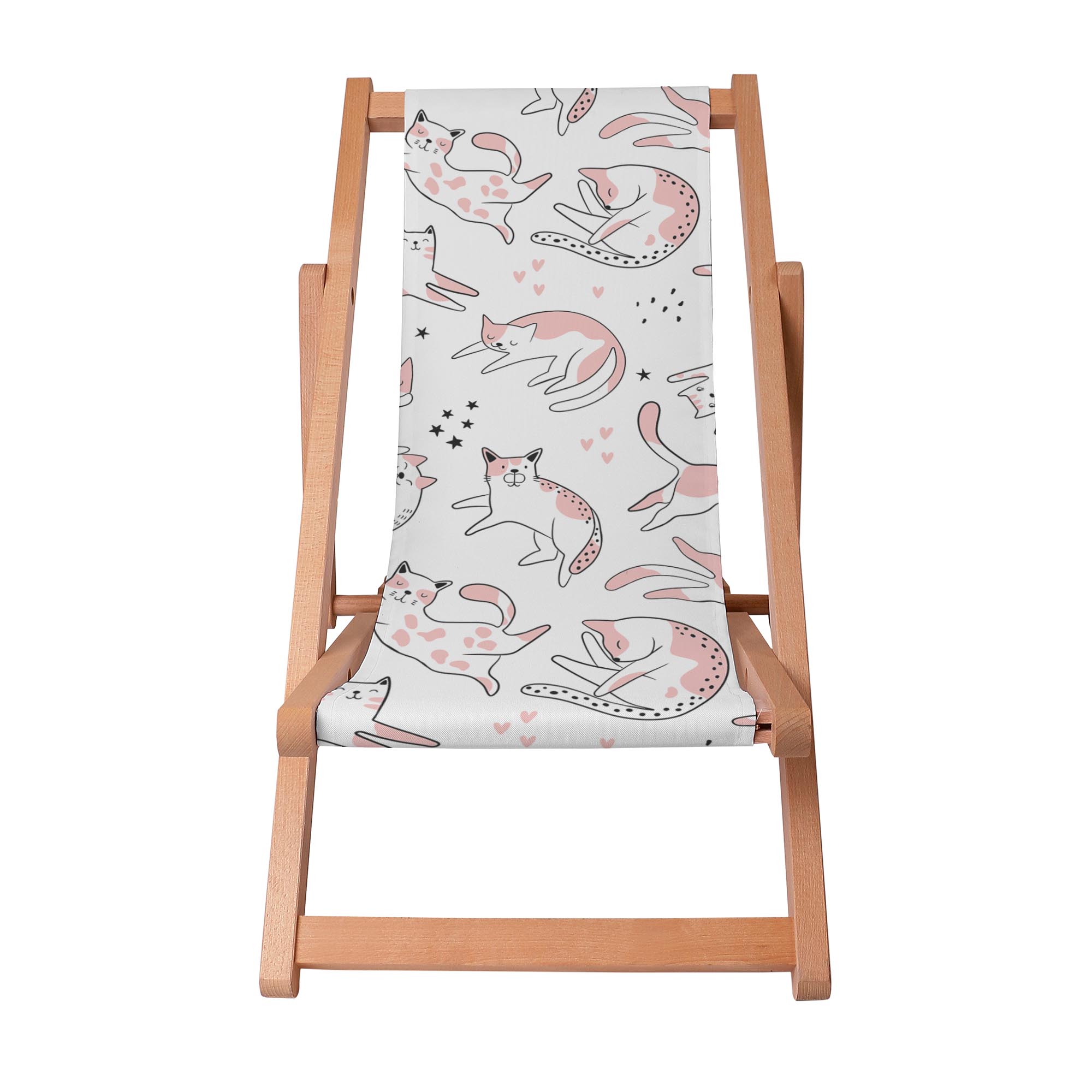 Wooden Deck Chair Pink Cats-S