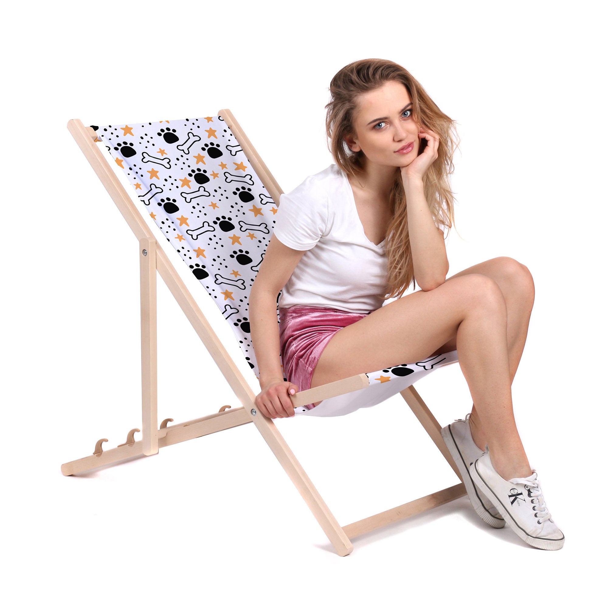 Holzliegestuhl Welpen Knochen-M